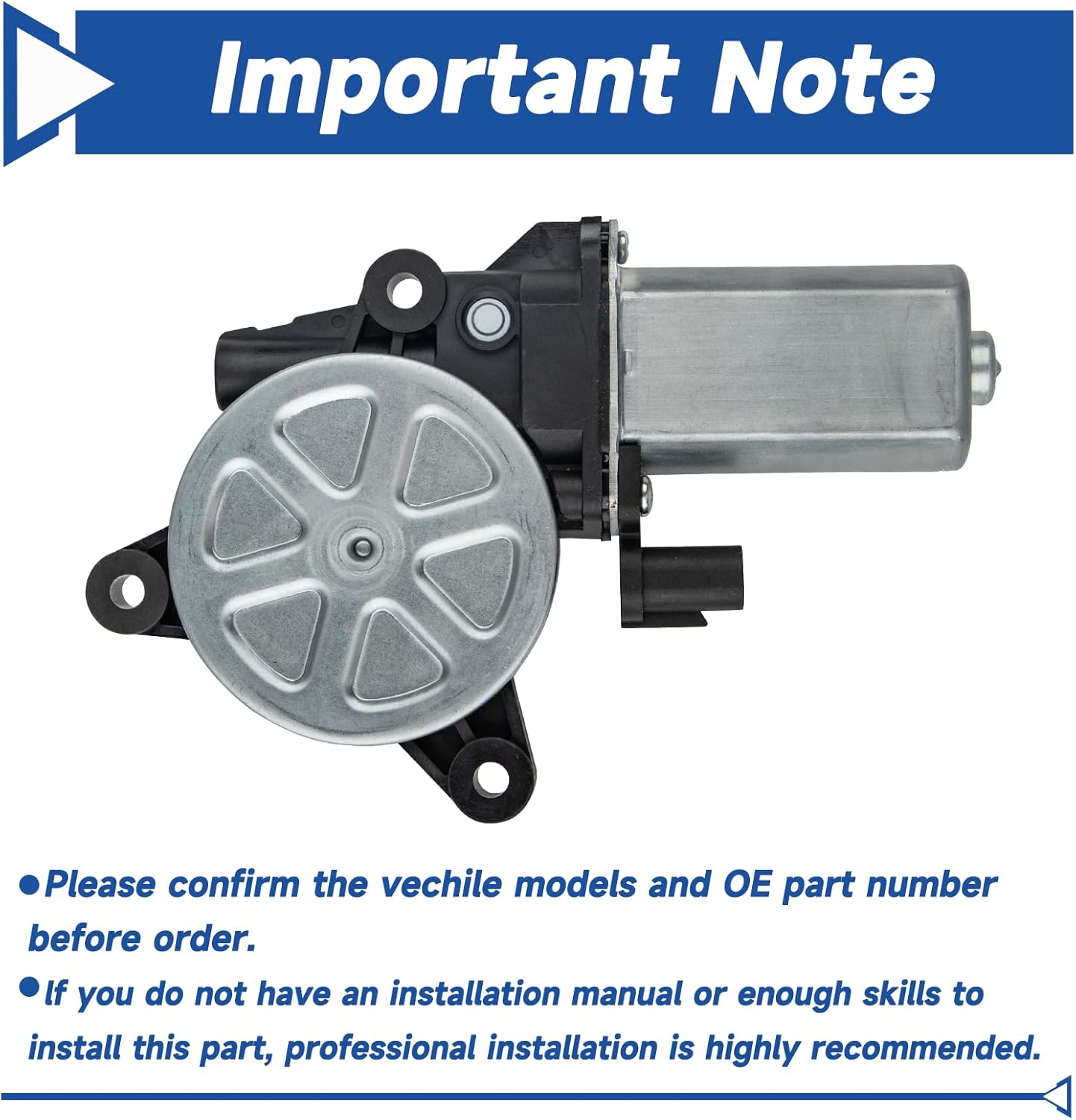 Obaee Power Window Lift Motor Rear Right Passenger Side Compatible with Hyundai Tucson 2016 2017 2018 2019 2020 2021, with 2 Pin Plug, Replace 83460-D3000, 83460D3000