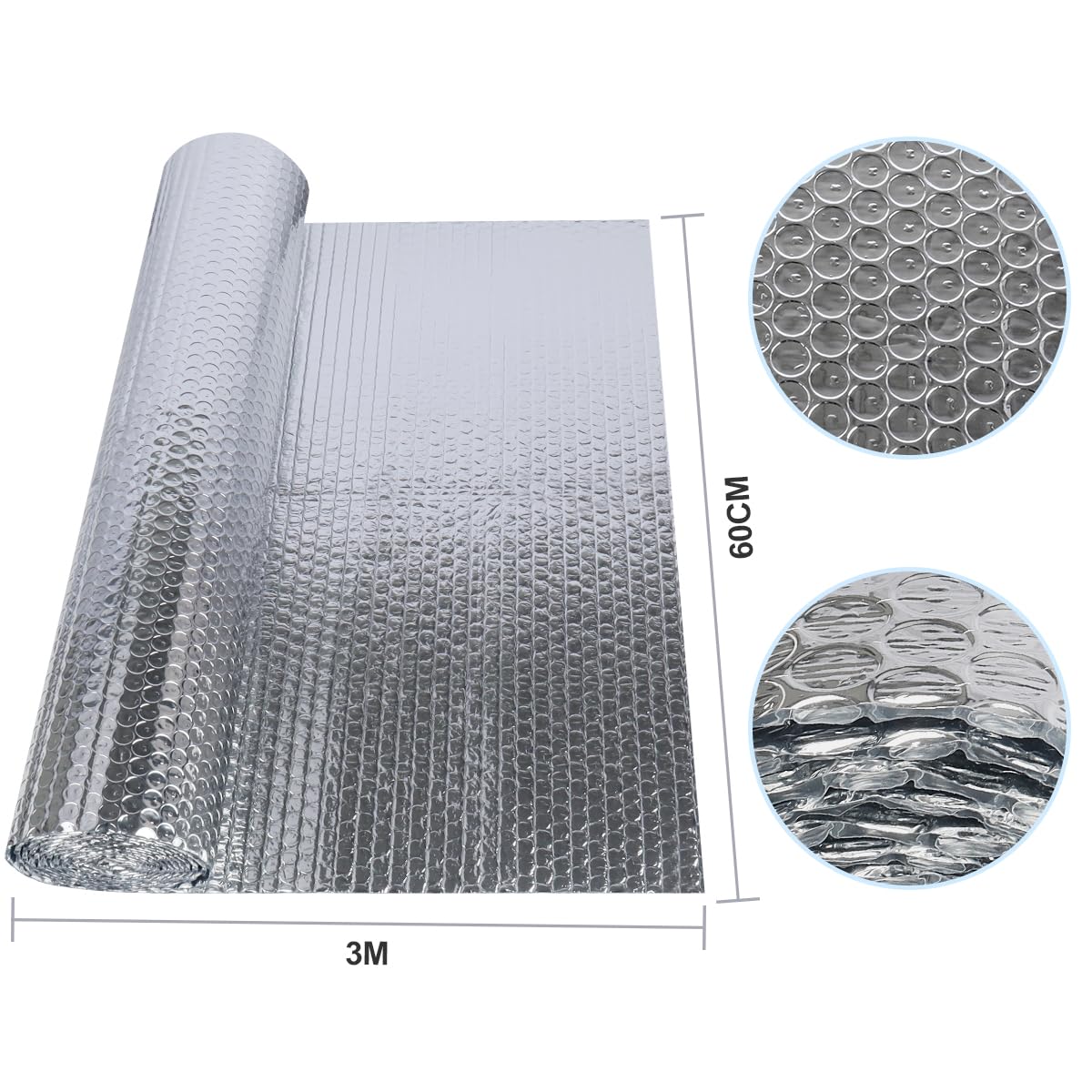 SDLDEER Foil Insulation Roll 3m x 60cm Radiator Reflector Panels Reflector Vapour Barrier to Enhance 3-in-1 Home Heating Efficiency Energy Saving Insulation for Radiator Wall Ceiling Floor Window - Image 2