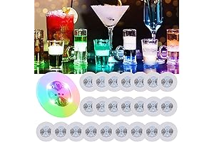 LOGUIDE Bar Lights, 24 Pack Drink Bottle Lights, RGB LED Coaster, Multicolor