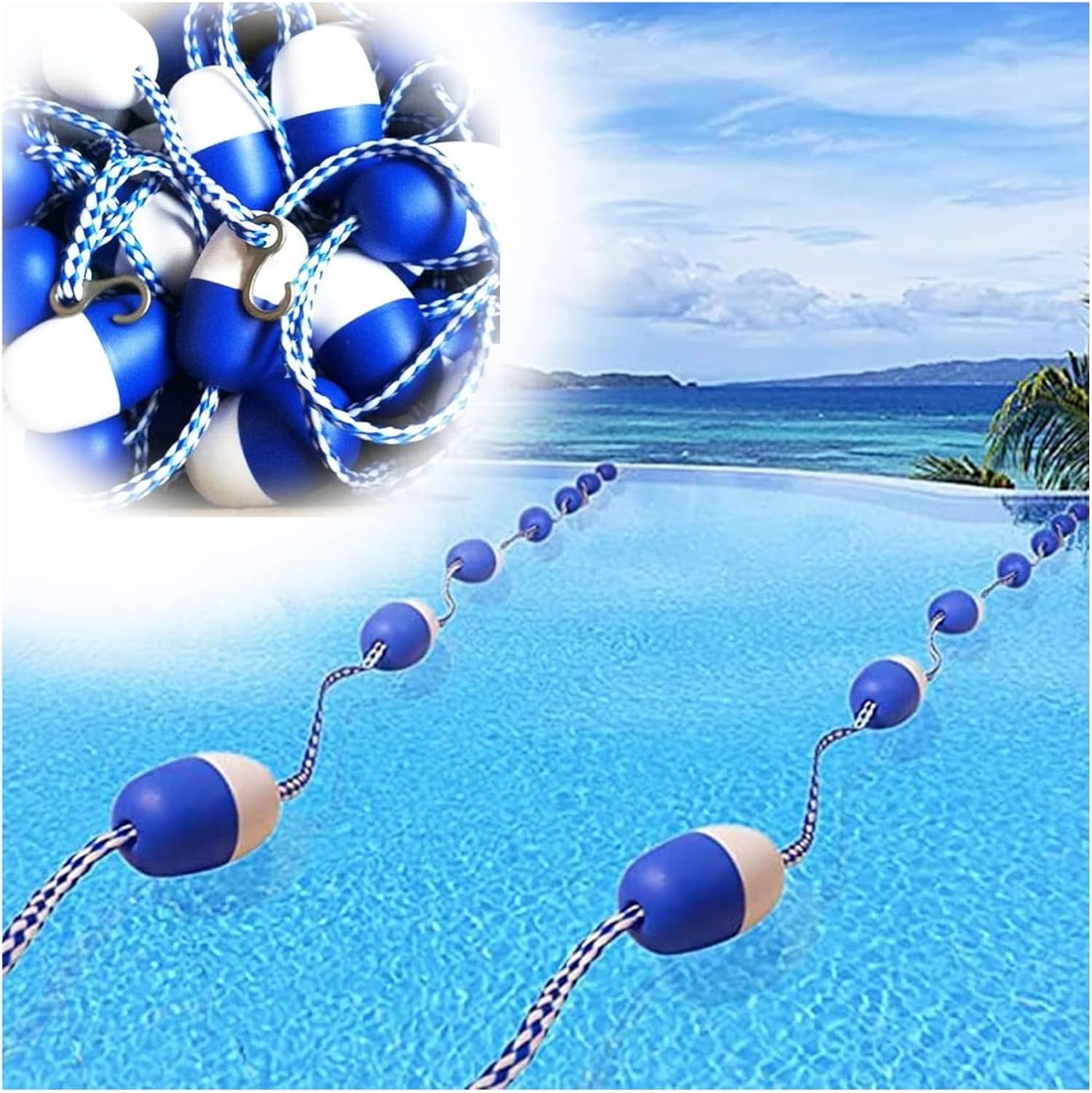 Pool Buoy,Pool Divider Rope Float, Outdoor Safety Pool Lane Dividers, Rope Float Cordon Line, Long Lines, Racing