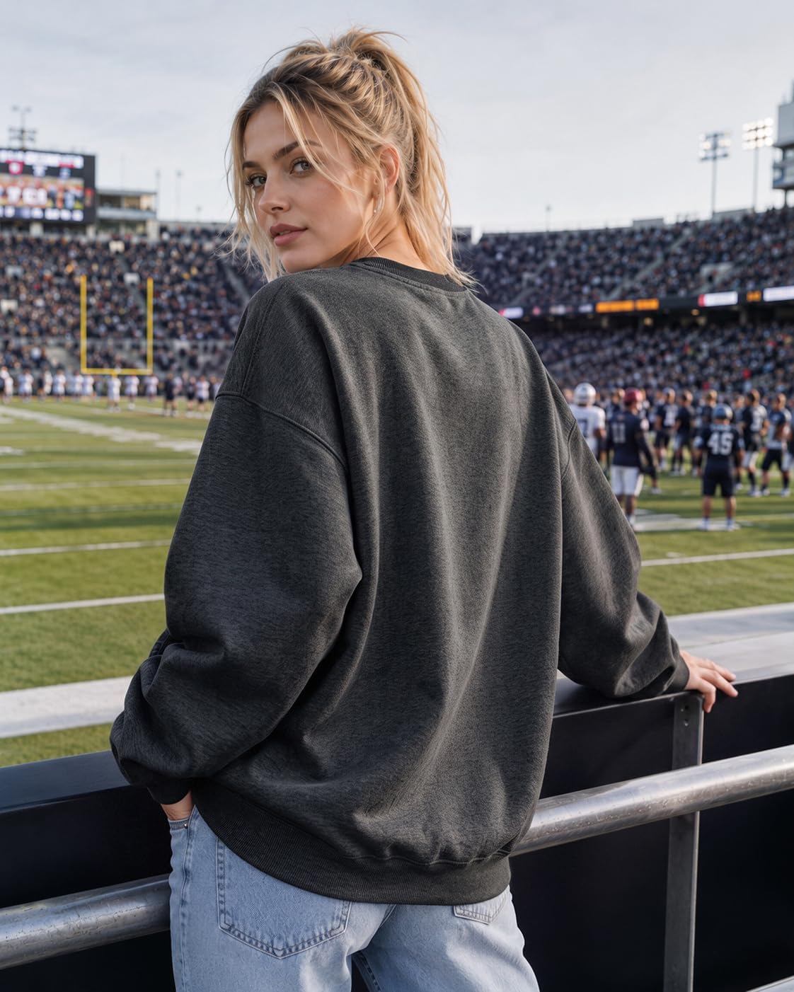 FAYALEQ Football Sweatshirts for Women Game Day Long Sleeve Pullover Tops