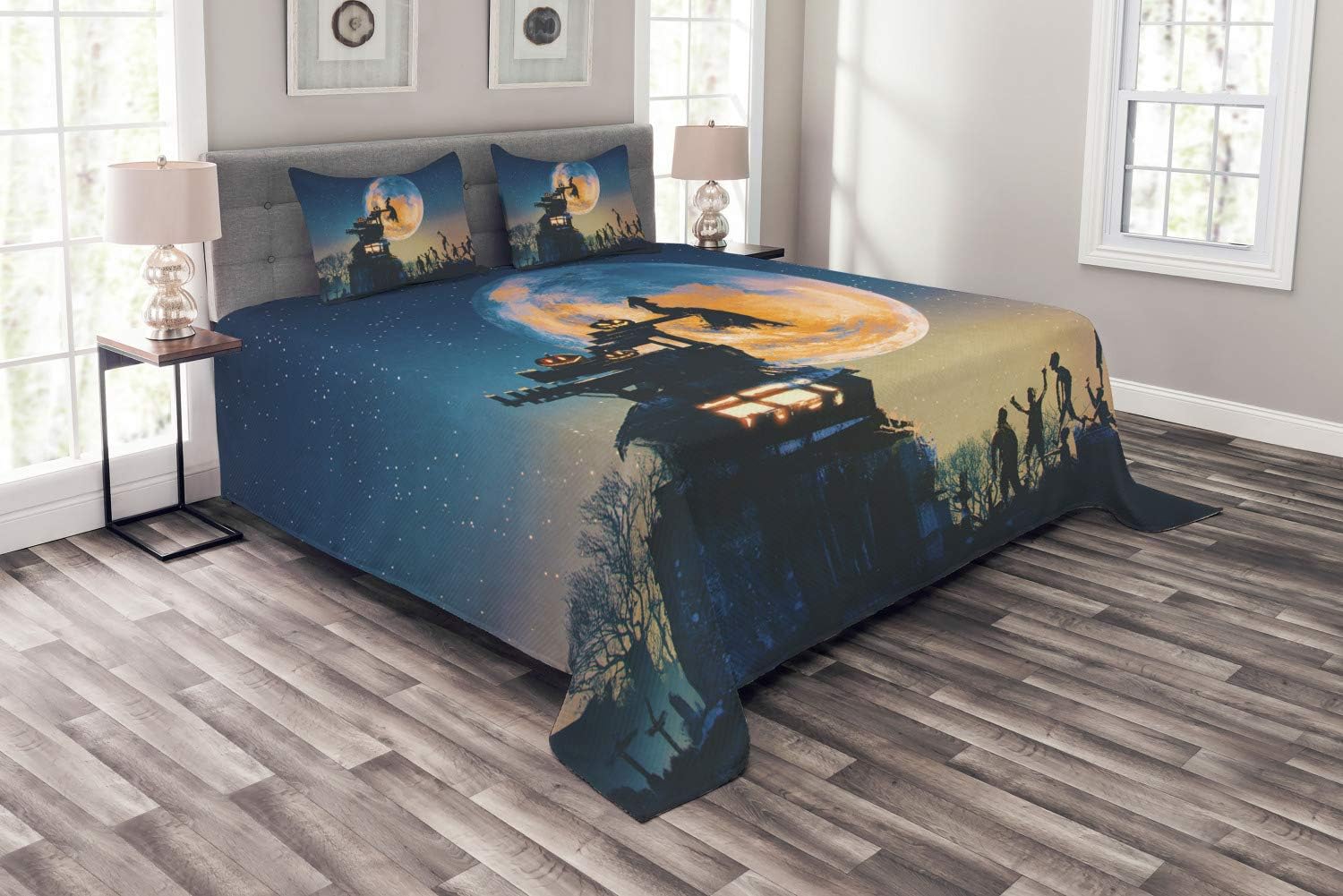 Ambesonne Fantasy World Bedspread Set, Dead Queen in Castle