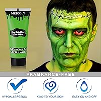 Vista 5 de MEICOLY Pintura Facial y Corporal Verde Claro (2.37 Oz), Rellenos para Calcetines de Navidad, Pintura Facial Verde Lima para Halloween SFX