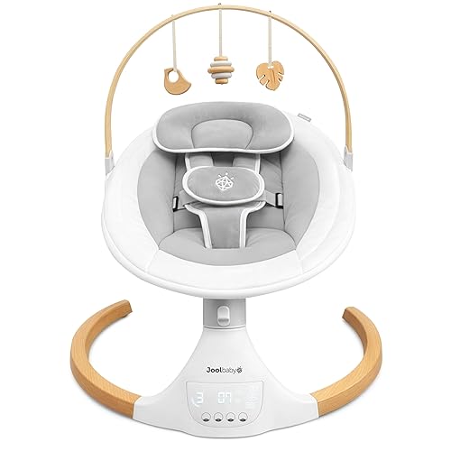 Miniatura 10 de Jool Baby Nova Nature Columpio de bebé para recién nacidos con juguetes de madera natural, columpio motorizado eléctrico para bebé, música Avena