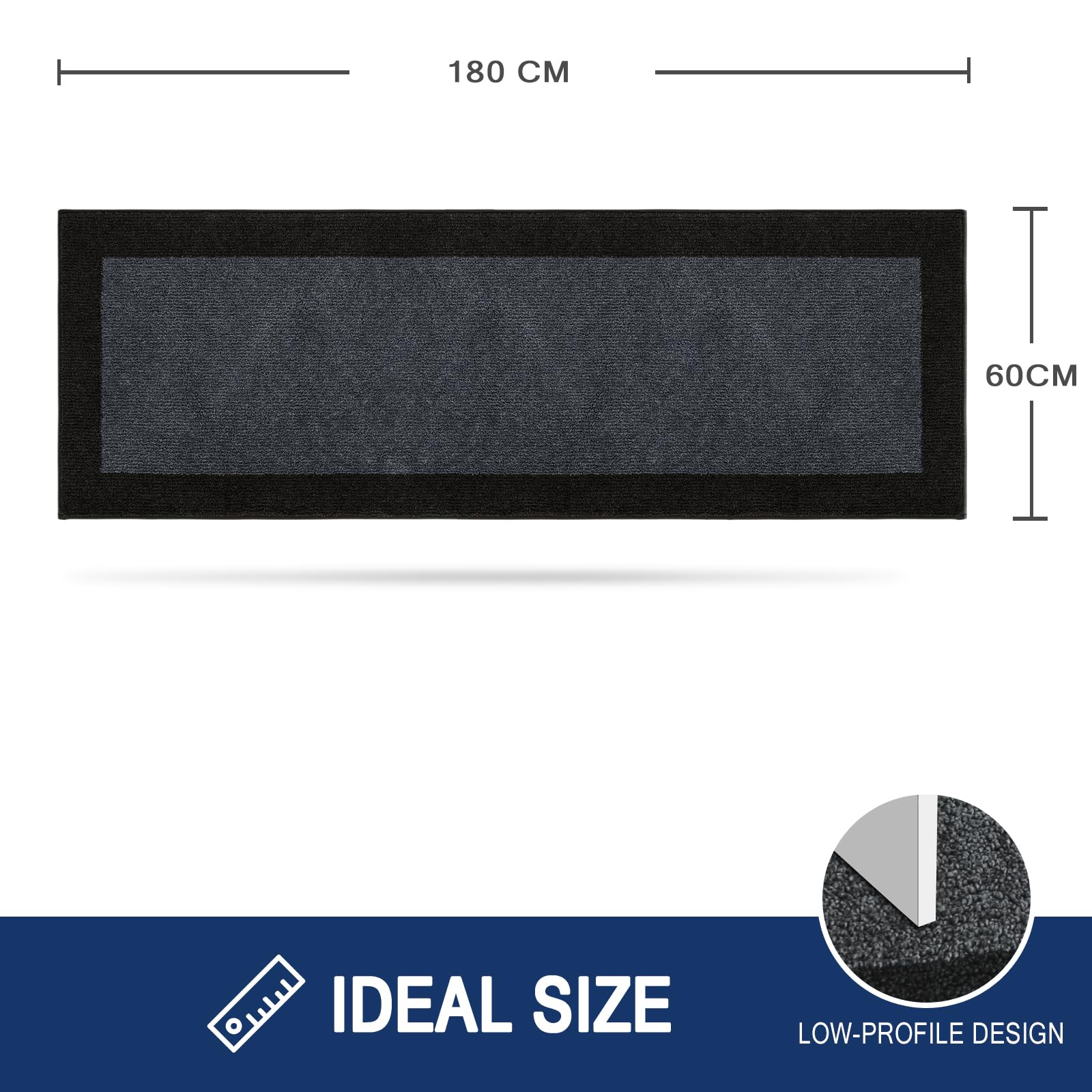 FCSDETAIL Dirt Trapper Indoor Door Mat 60 x 180 cm, Non-slip Entrance Rug - Image 2
