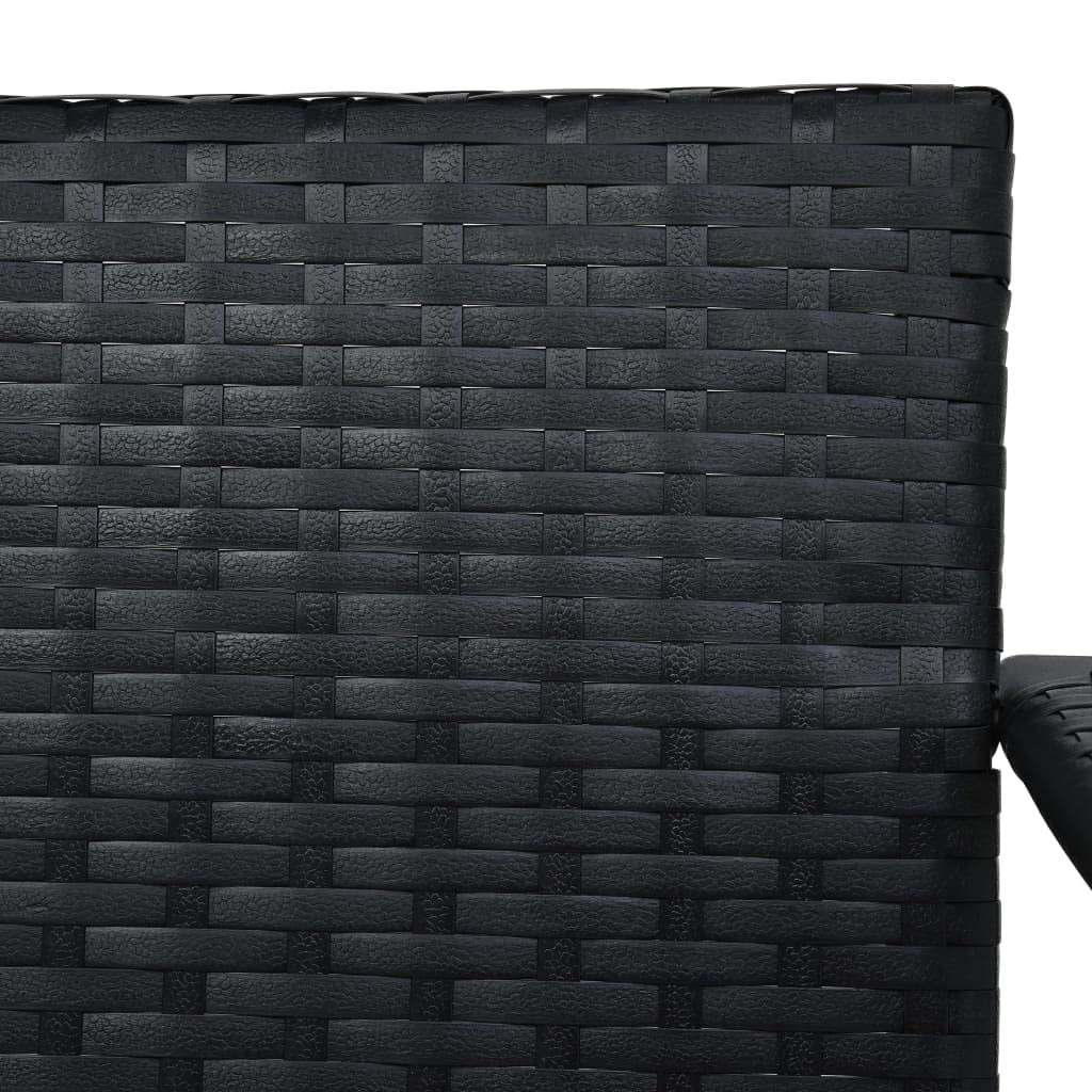 vidaXL Columpio Balancín Jardín 3 Plazas y Toldo Asiento Silla Patio Hamaca Aire Libre Pabellón Dibujos Balcón Exterior Negro Ratán Sintético
