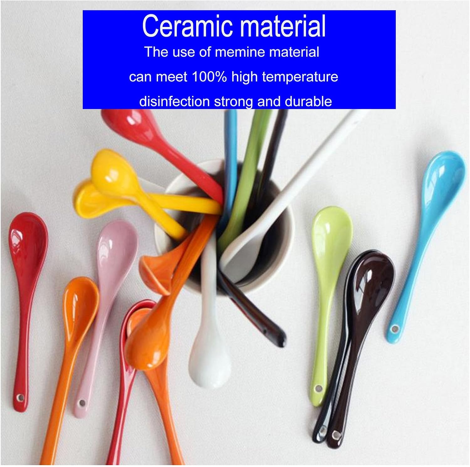 4.8” Ceramic Spoon Desserts Asian Porcelain Spoons Mini Coffee Spoon for Tea Yogurt Sauce Sugar Salt and Desserts (multicolor 3)