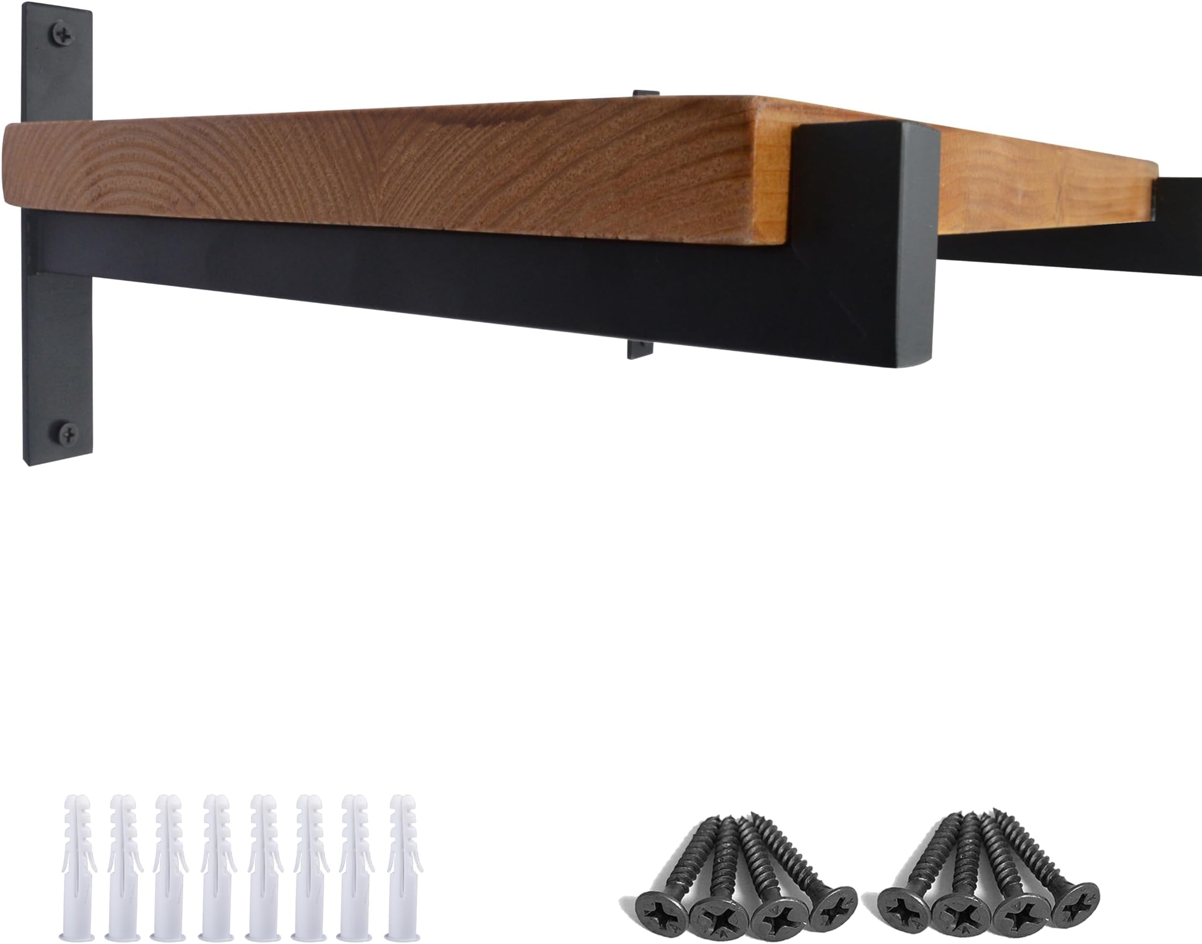 OVOV 2 Pcs Steel Heavy Duty Shelf Brackets Wall Mounted Industrial Metal Shelf Supports Matte Black 10 Inches