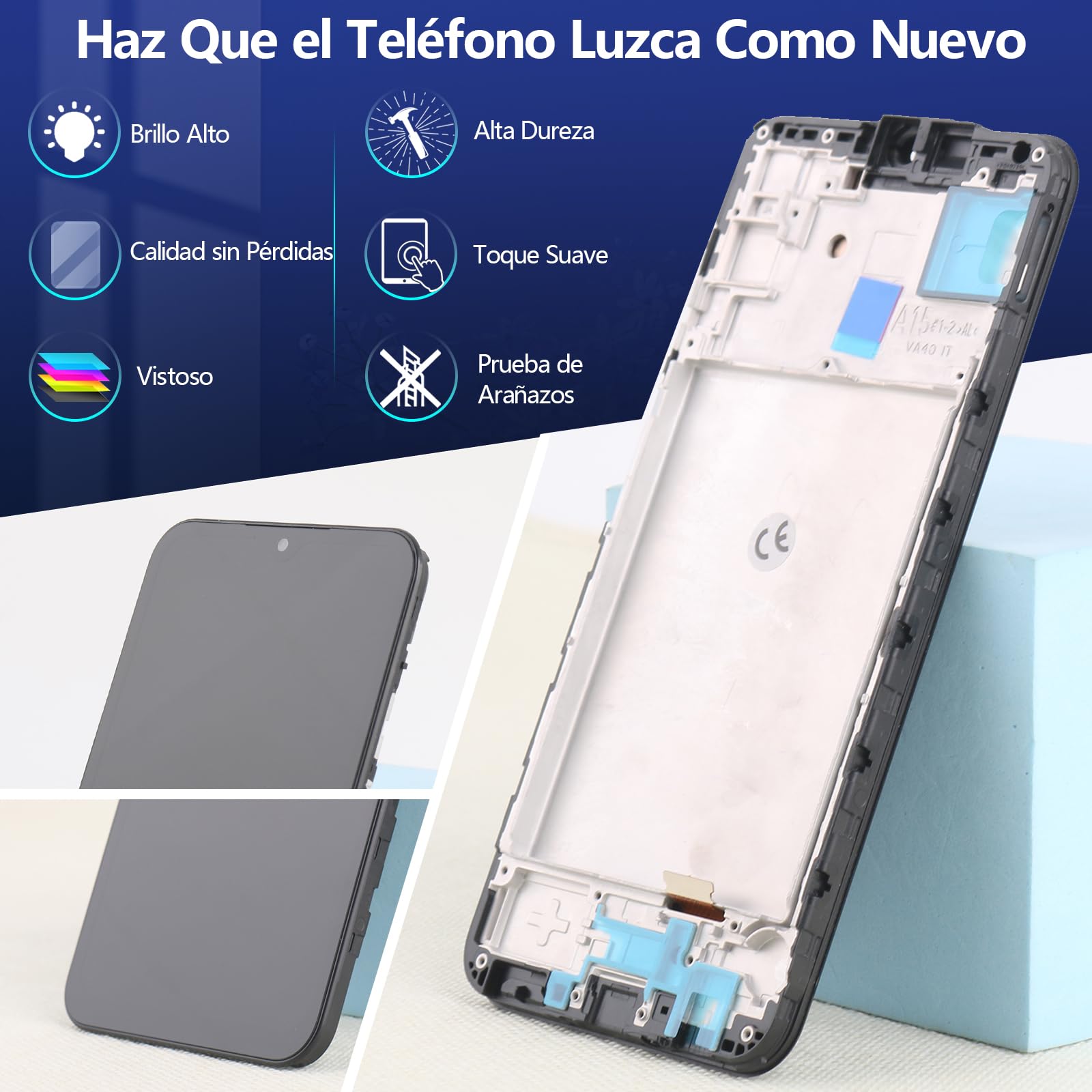 RongZy Pantalla para Samsung Galaxy A15 4G A155F Táctil LCD de Repuesto Ensamblaje Digitalizador Reemplazo para Samsung Galaxy A15 5G A156B con Herramientas de Reparación(Negro con Marco)