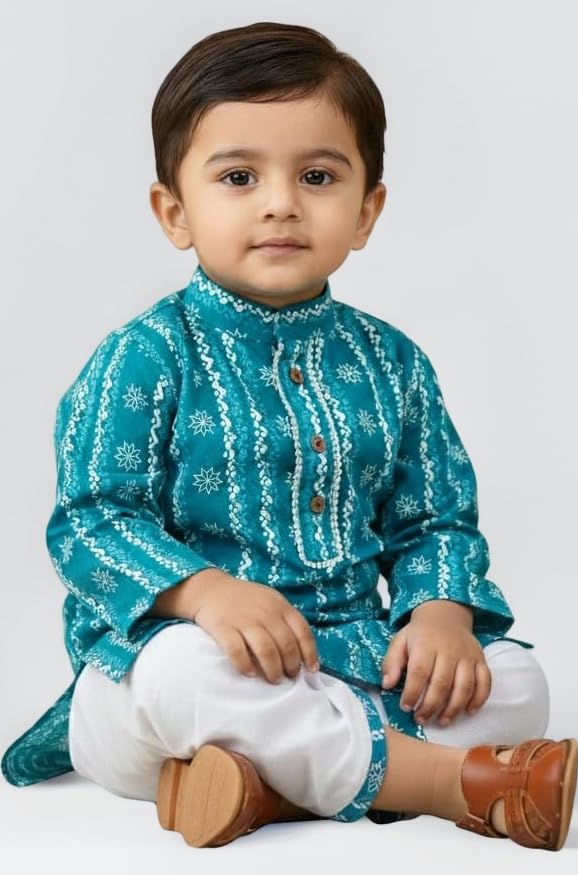 La Petite Baby Boy Dhoti Kurta Dress, Ethnic Wear for Rakhi, Janmashtami, Independence Day, Haldi, Annaprasan, 6-9 Months, 1-3 Years