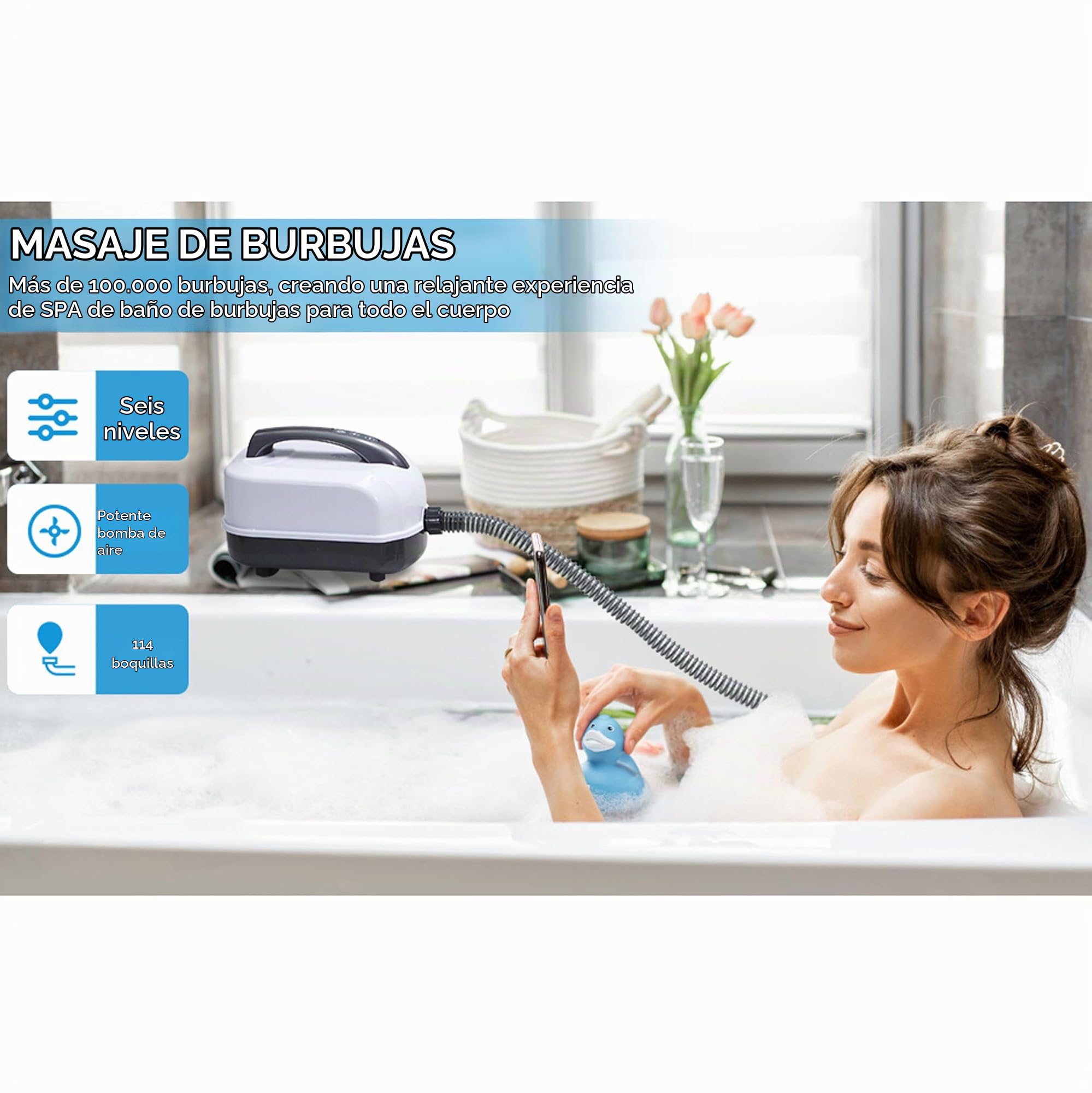 Alfombrilla De Baño Para Masajes De Surf En Casa: Ajuste De 9 Velocidades, Alfombrilla De Baño Antideslizante Con Almohada Inflable Y Control Remoto