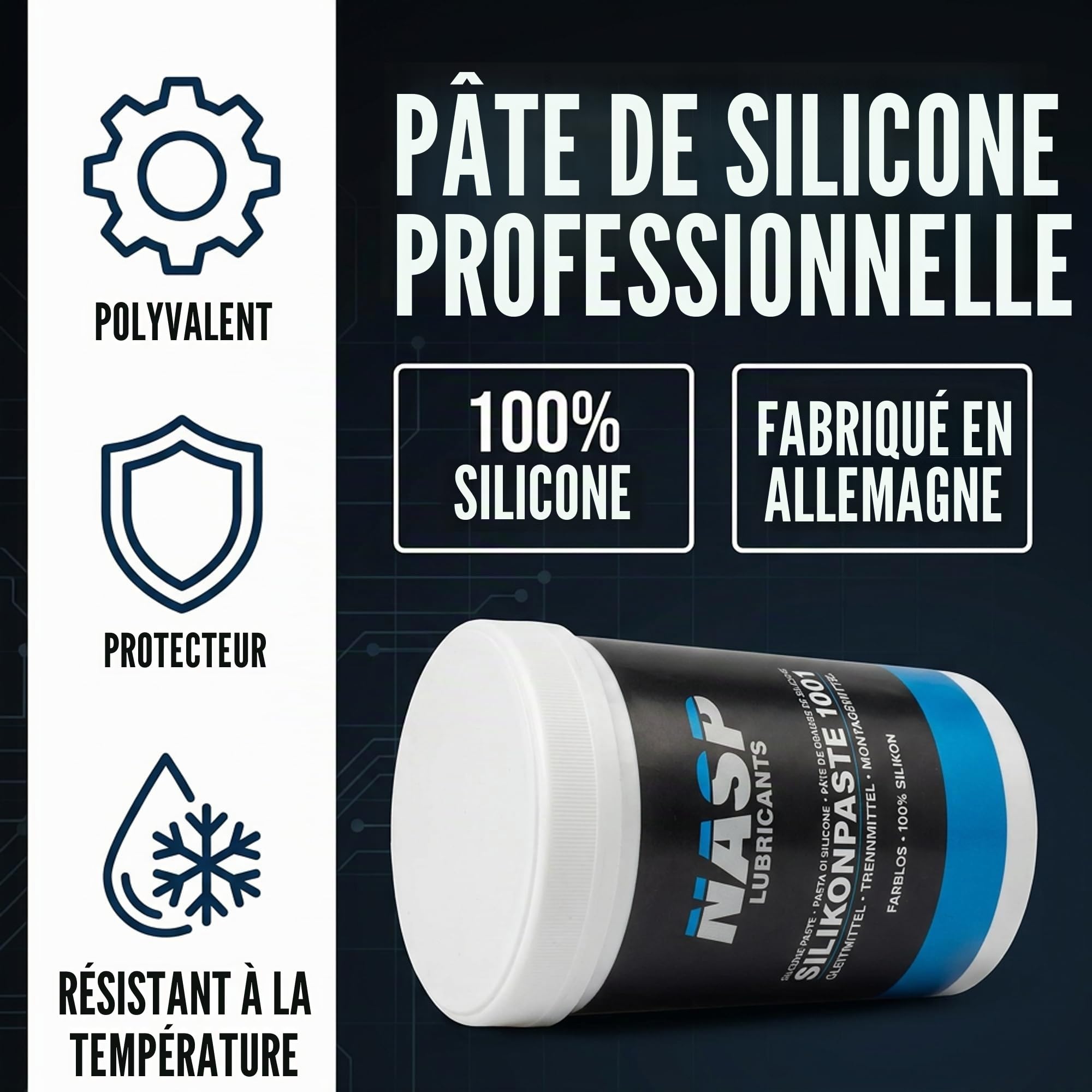 NASP Pâte silicone lubrifiante transparente 1 kg - Fabriqué en Allemagne