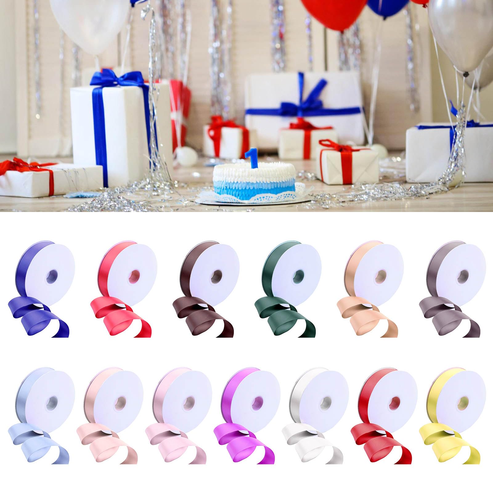 Cinta de poliéster colorida para manualidades y decoración, cinta de tela práctica de doble cara