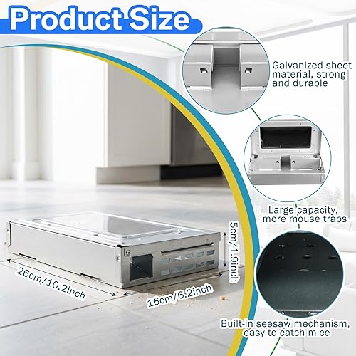Miniatura 2 de Paquete de 4 trampas para ratas con parte superior transparente, trampa humanizada para roedores, para control de ratas en interiores y exteriores,