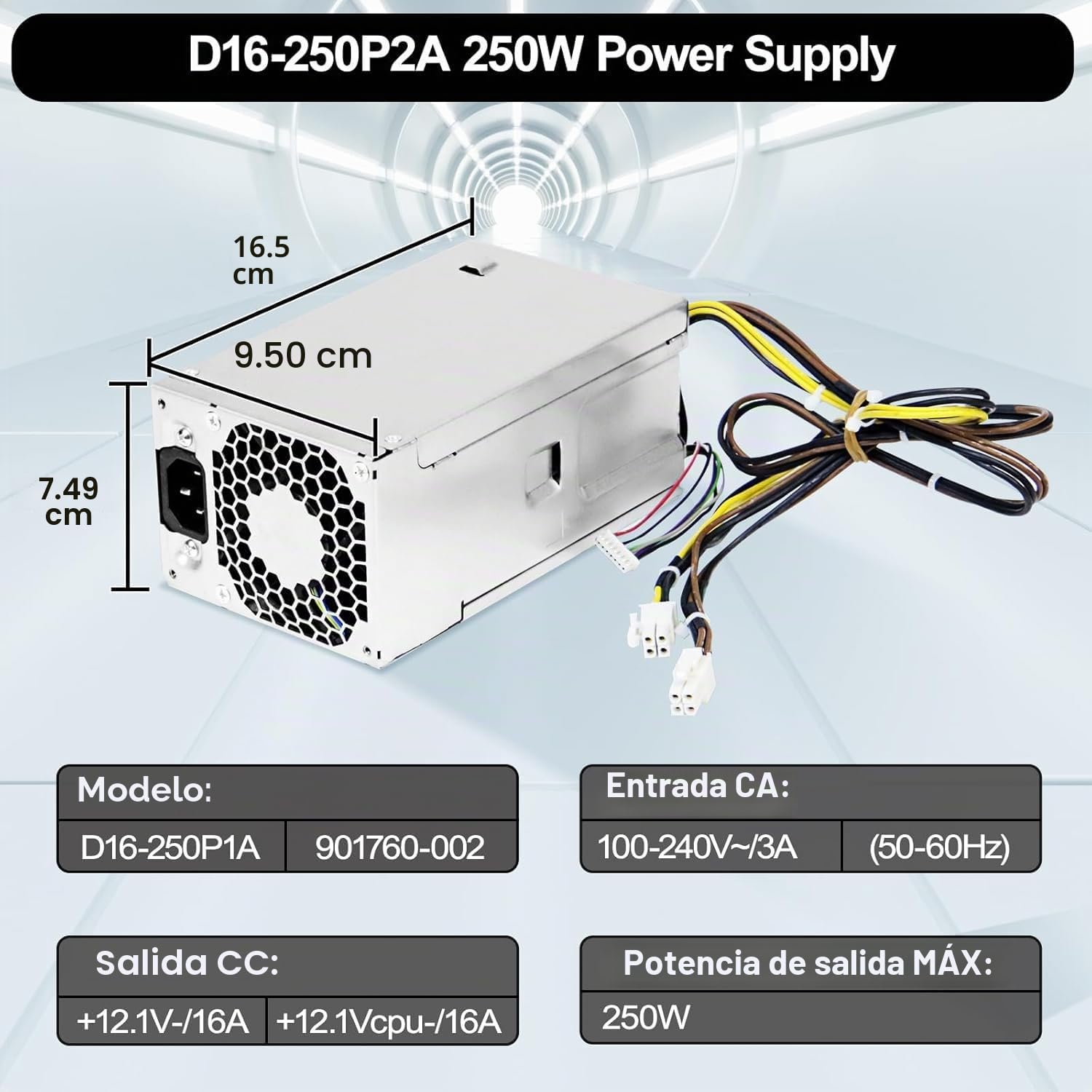 S-Union Fuente de alimentación mejorada D16-250P1A L08417-002 de 250 W de repuesto compatible con HP ProDesk 280 282 600 800 G3 480 400 G4 P/N PCH022 L08417-004 901760-002 PA-225 1-5 D16-250P1A (24