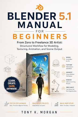 Blender 5.1 Manual for Beginners : From Zero to Freelance 3D Artist: Structured Workflow for Modeling, Texturing, Animation, and Scene Output (Applications Software and multimedia guides Book 11)