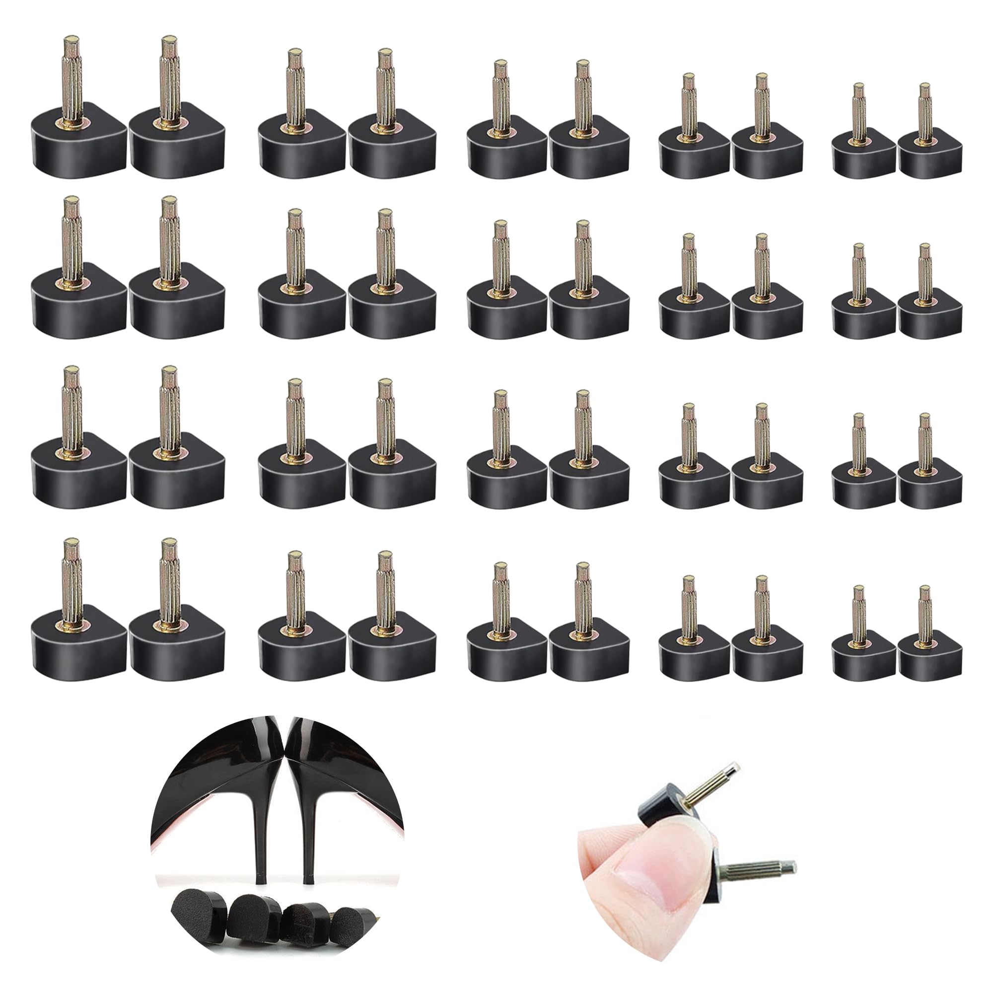 SooGree 20 Pairs U Shaped Heel Caps Cover High Heel Tips Replacement Kit Heels Replacement Heel Caps Protectors Tips Replacement Dowels for High Heel Shoes
