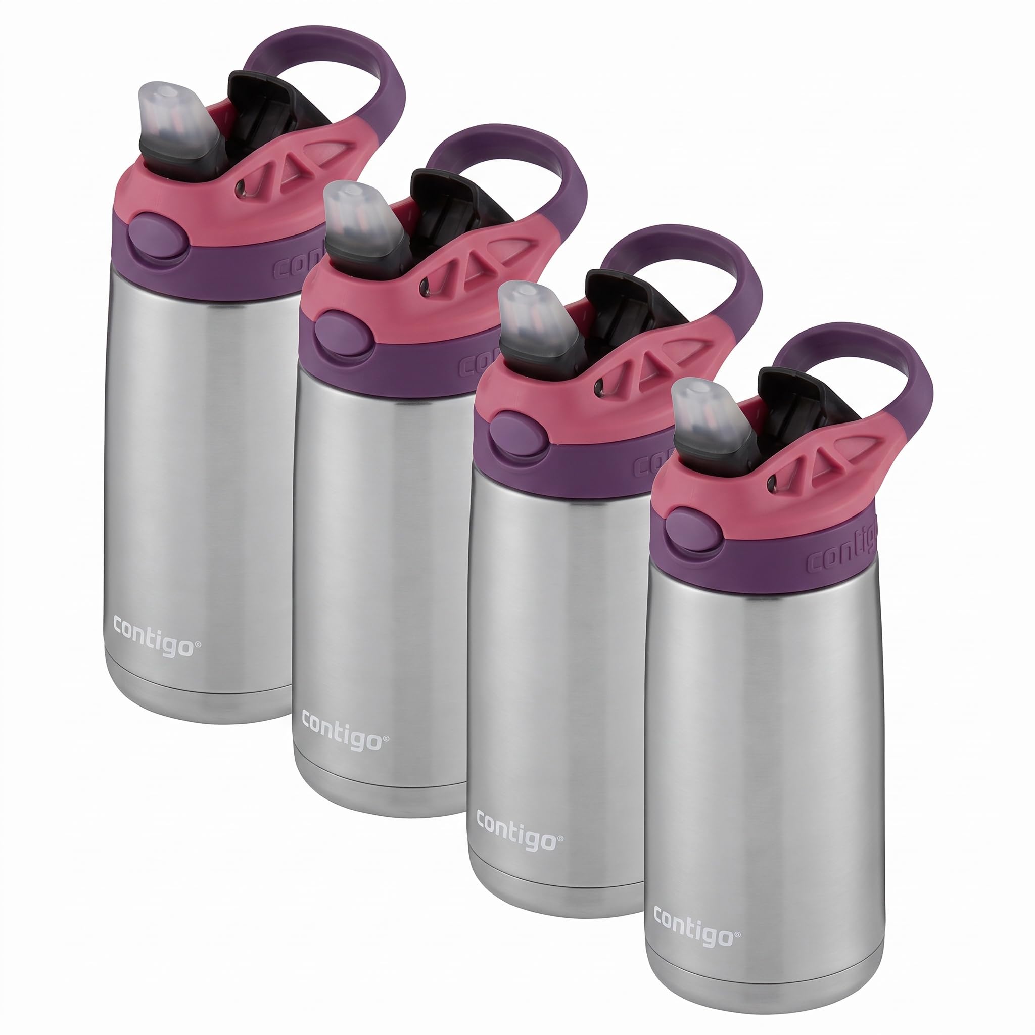 Contigo AUTOSPOUT Camping Hydration Thermal Bottle 1 Count Eggplant &amp; Punch (Pack of 4)