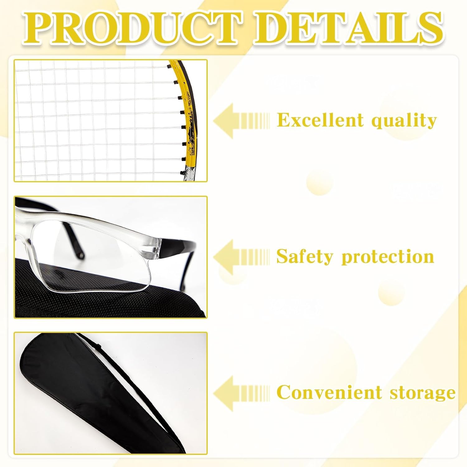 2 Pack Beginner Squash Racquet Set Includes Racquets with Racket Bags Anti Fog Goggles Cases Blue Dot Ball Indoor Gym Sports for Beginners Novice Training Recreational Play