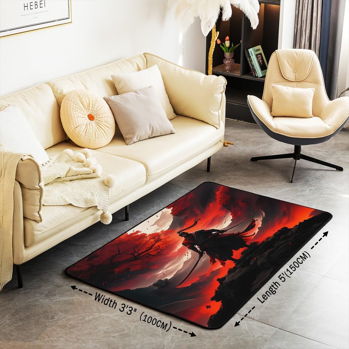 Feelyou Kids Samurai Living Room Rugs Area Rug 3x5 image 3