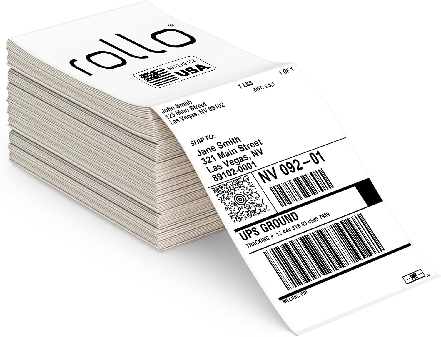 Rollo 4x6 Direct Thermal Shipping Labels - 500 Fanfold Pack