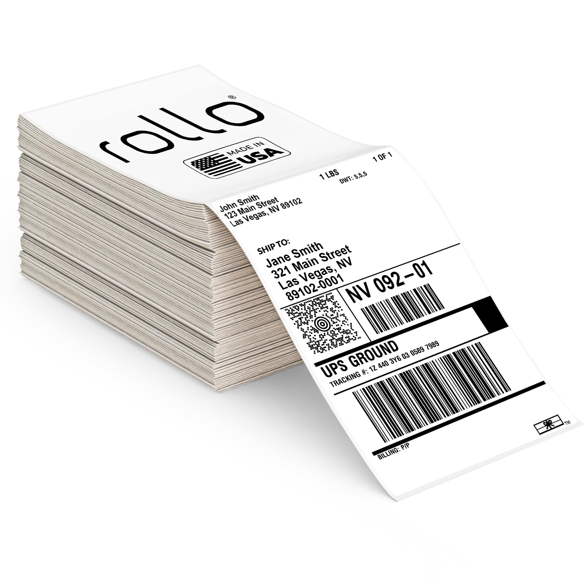 Rollo 4x6 Direct Thermal Shipping Labels - 500 Fanfold Pack