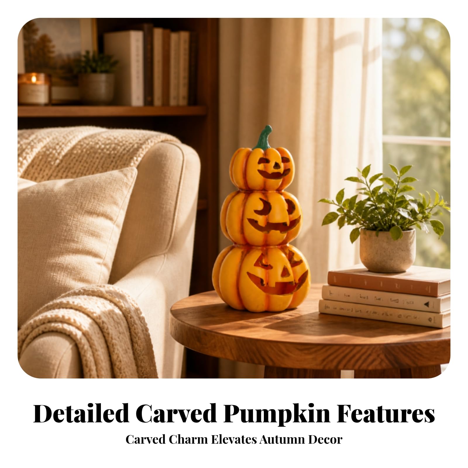 Zucca con Luce Led per Interni Ornamento | Da Tavolo, Lanterna di Halloween, Accogliente, Decorazione Autunnale, per Ingresso