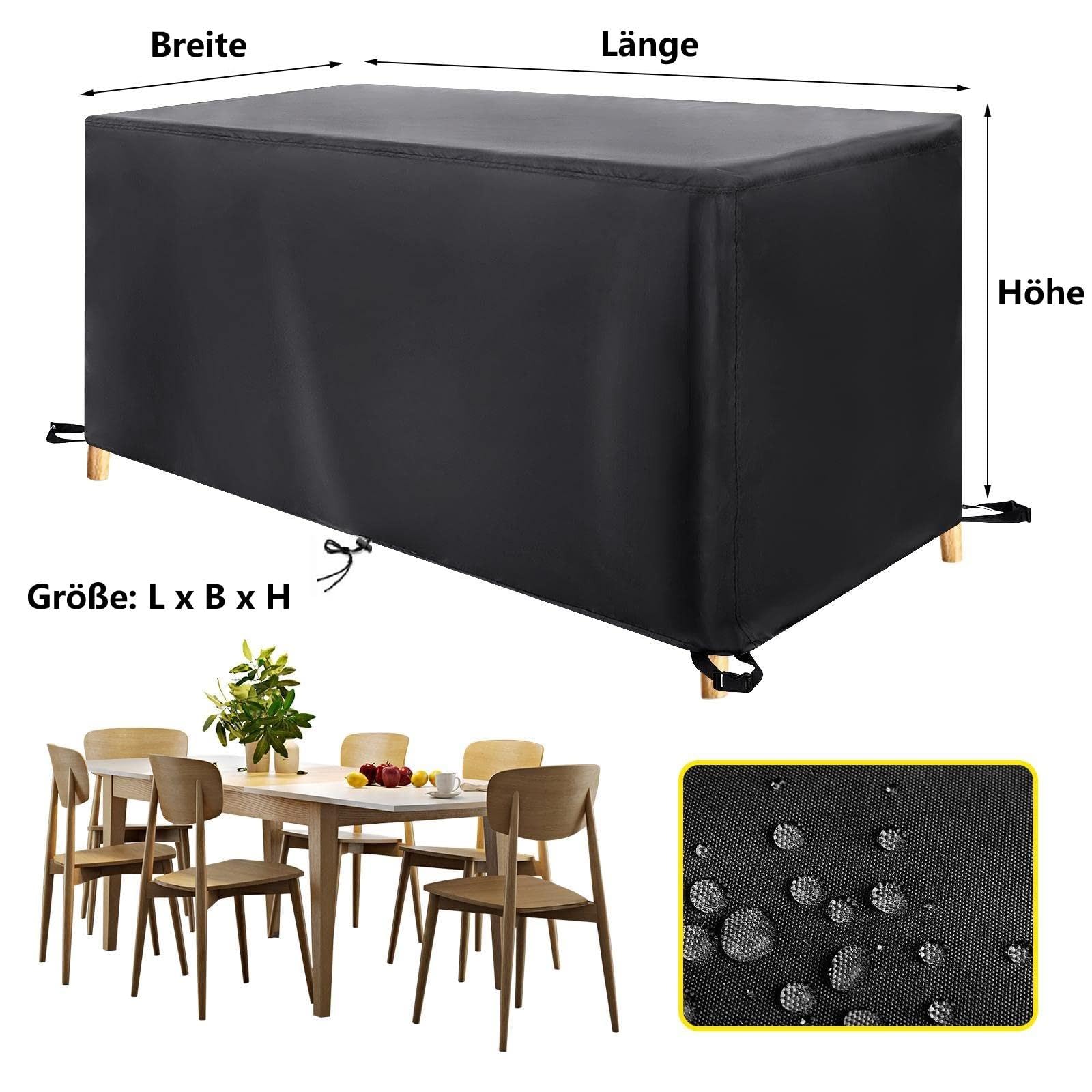Enzeno Tuintafelhoes Waterdichte,125x63x74cm Tuinmeubelafdekking Outdoor Tafelhoes,420D Oxford-Stof Tuinmeubelhoes,Beschermhoes voor Tuinmeubelen Winddicht Afdekhoes voor Tafel en Stoelen