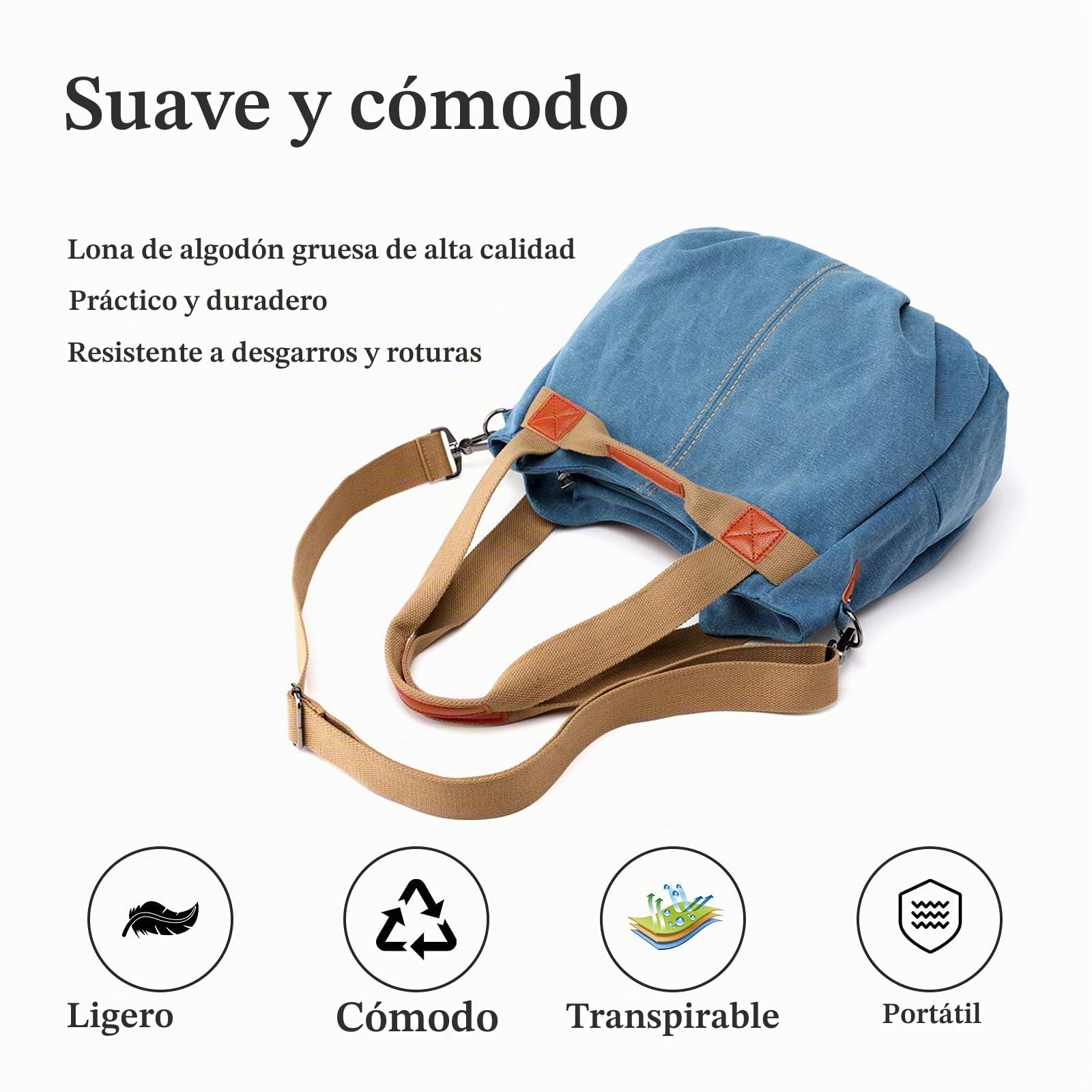 FANDARE Lona Bolsos Mano Mujer Bandolera Bolso Hombro Cruzado Vintage para Señora Viaje Trabajo Escuela Compras Crossbody Bag