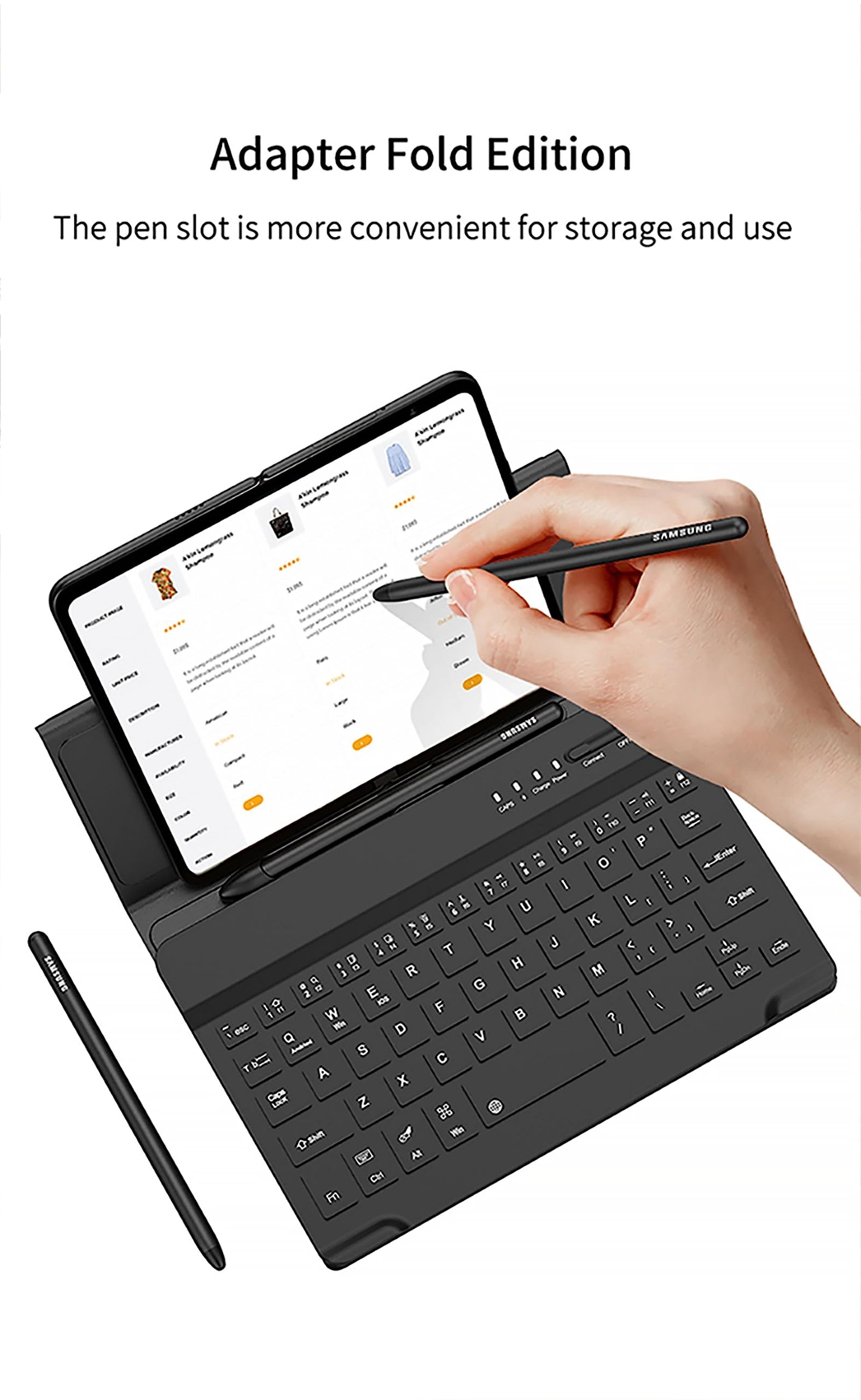 COQUE Kit accessori per ufficio mobile Samsung Galaxy Z Fold 5,tastiera silenziosa del telefono/mouse Bluetooth/penna touch+slot penna/kit ufficio custodia in pelle pieghevole-Nero