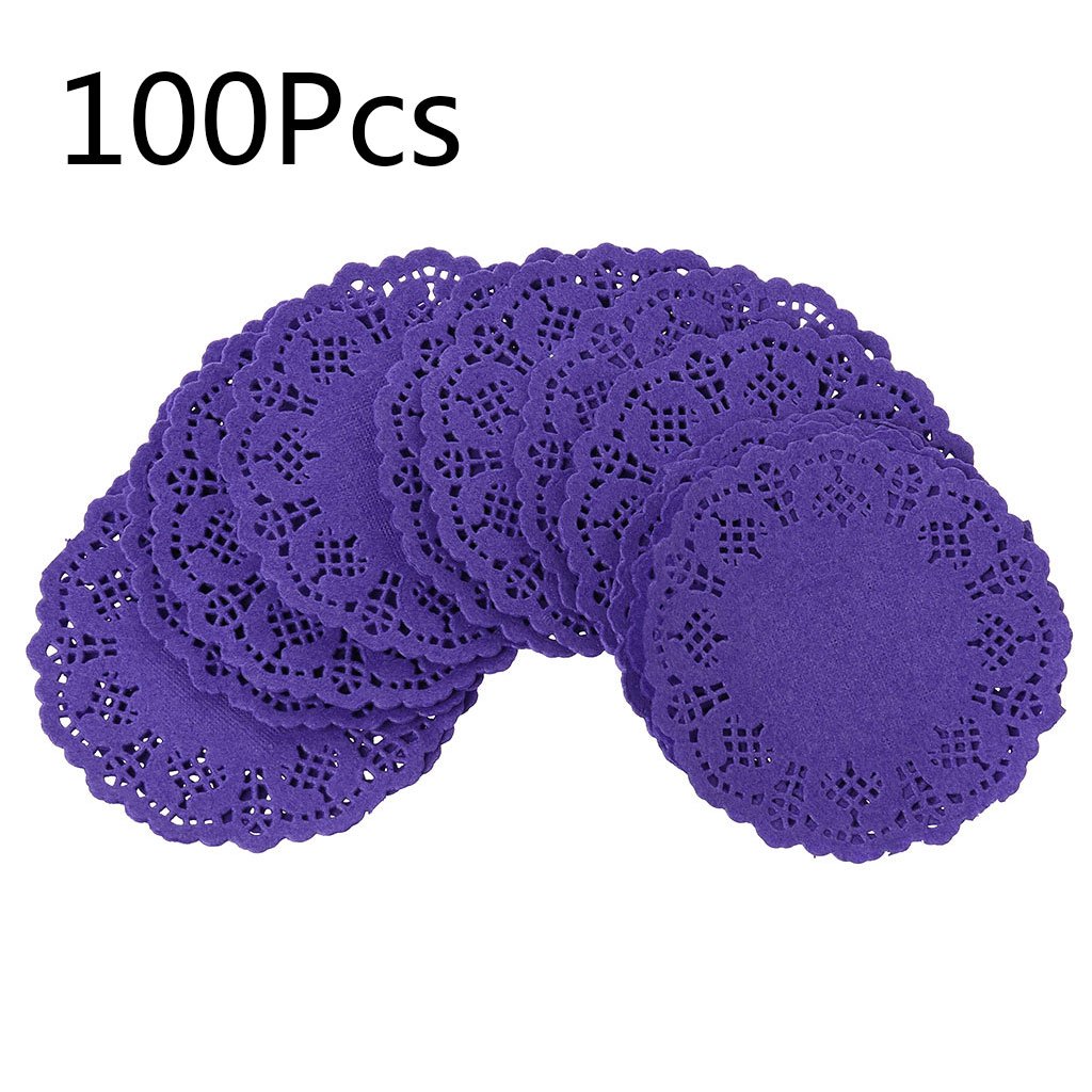 YOGOTEU 100pcs Lace Paper Doilies Placemats Box Packaging Gift Wrap Paper for Wedding Party Table Decoration Mat Placemats for Dining Table Set of 4 Round 8 Clo Washable Yellow Waterproof 6