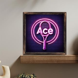 Tennis Ace Racket Wooden Sign Wall Plaque - Vintage Art Decoration, Wall Decoration for Home Decoration, Living Room, Bathroom, Bedroom, Garden, Dining, Bar, Cafe, Festival Party Decor