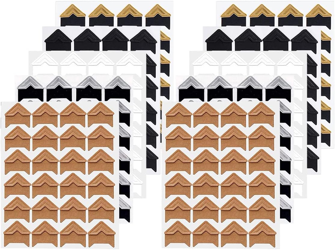 BSTHP Photos Mounting Sticker, 120 Pcs Photo Corners Stickers Self Adhesive for Bedroom DIY Scrapbooking, Picture Album(5 Color)