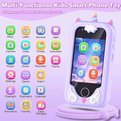 Miniatura 2 de Lapare Juguete de teléfono inteligente para niños para niñas, pantalla táctil de 2.8 pulgadas con doble cámara, juego, reproductor de música,