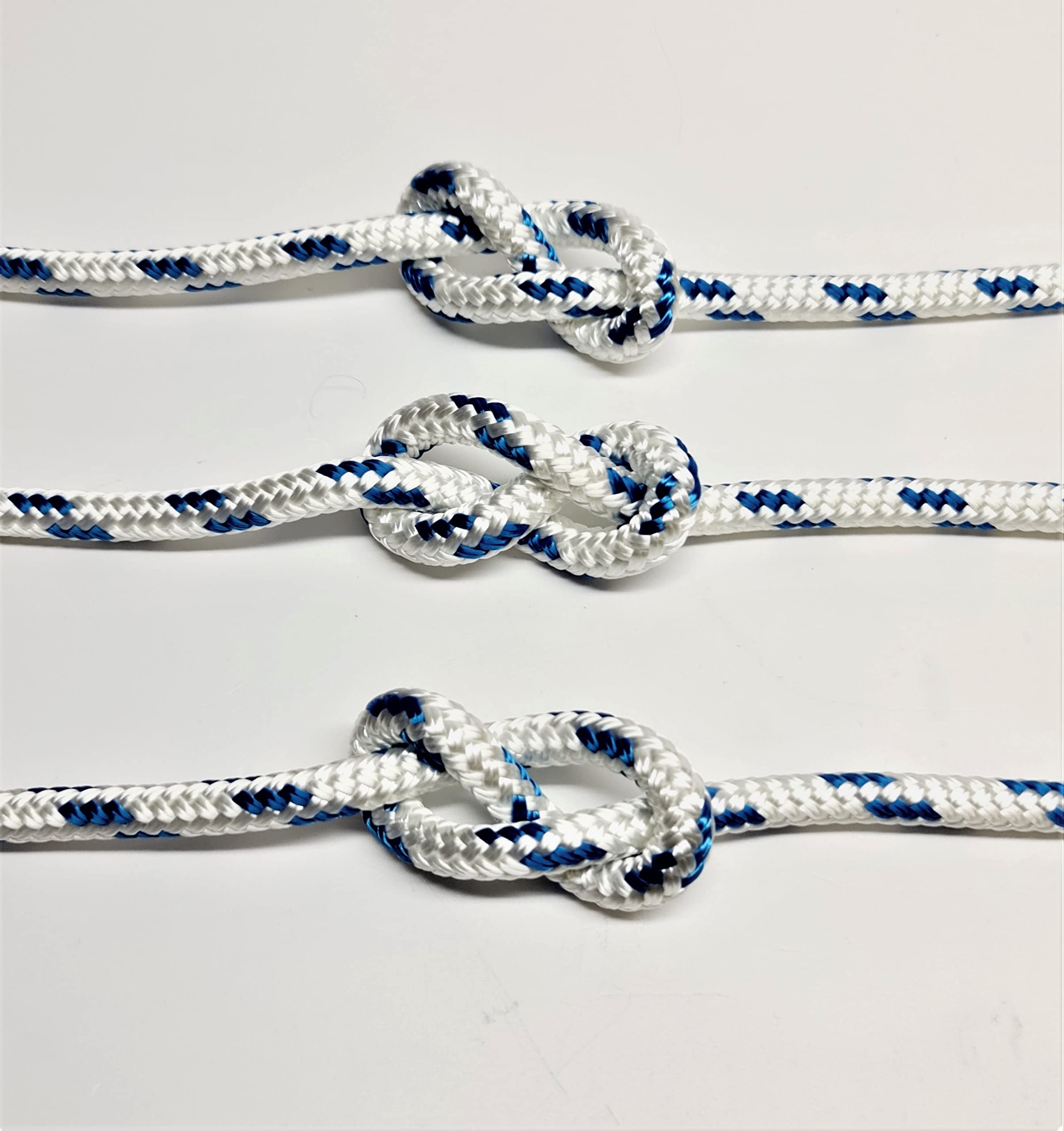 6mm Braid on Braid Polyester Rope Boat Yacht Dinghy Halyard Sheet Rigging Spinnacker Double Braid (White with Blue Fleck, 5mt)