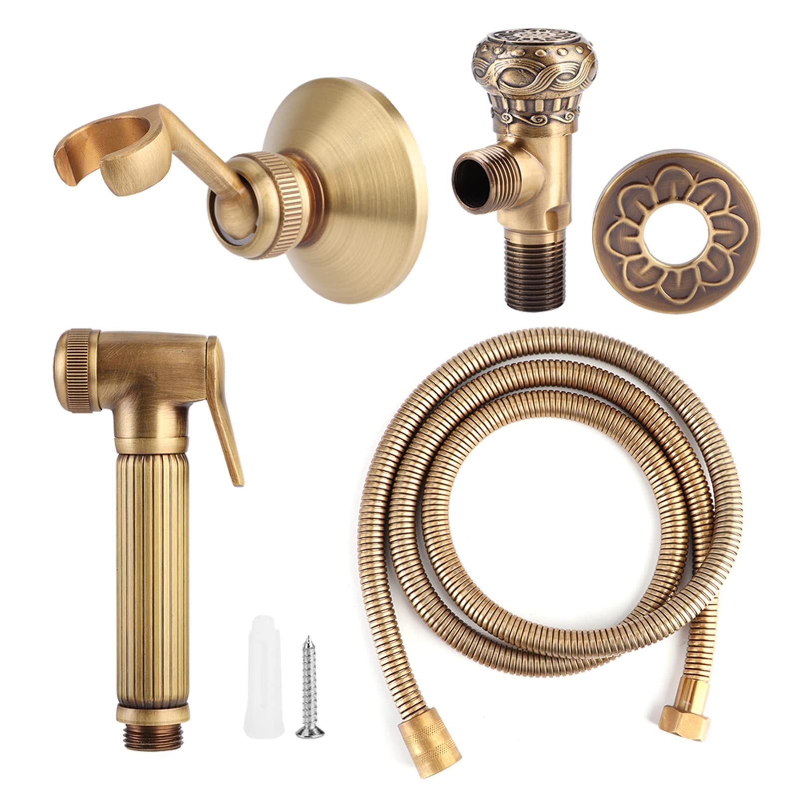 Cabezales de ducha de mano Rociador de bidé de latón vintage Soporte de cabezal de rociado Kit de manguera Accesorios de baño Ducha para perros