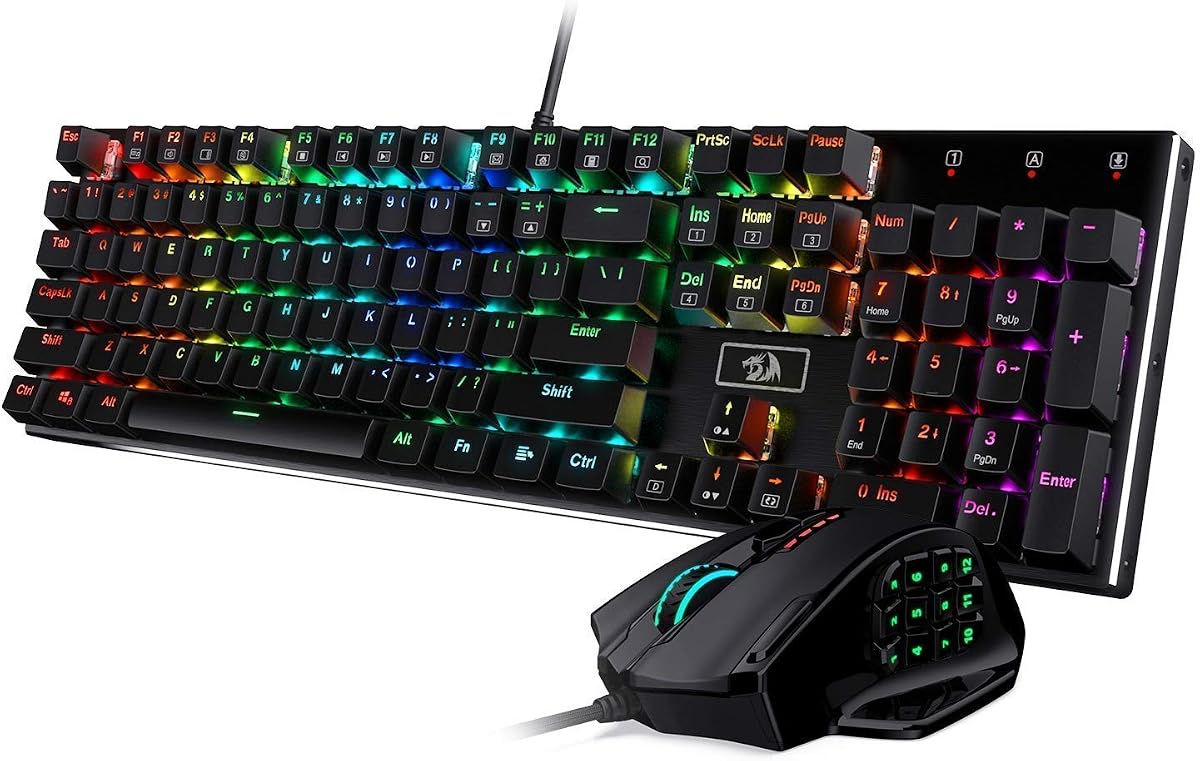 Redragon K556 RGB Mechanical Gaming Keyboard M908 MMO Gaming Mouse Bundle