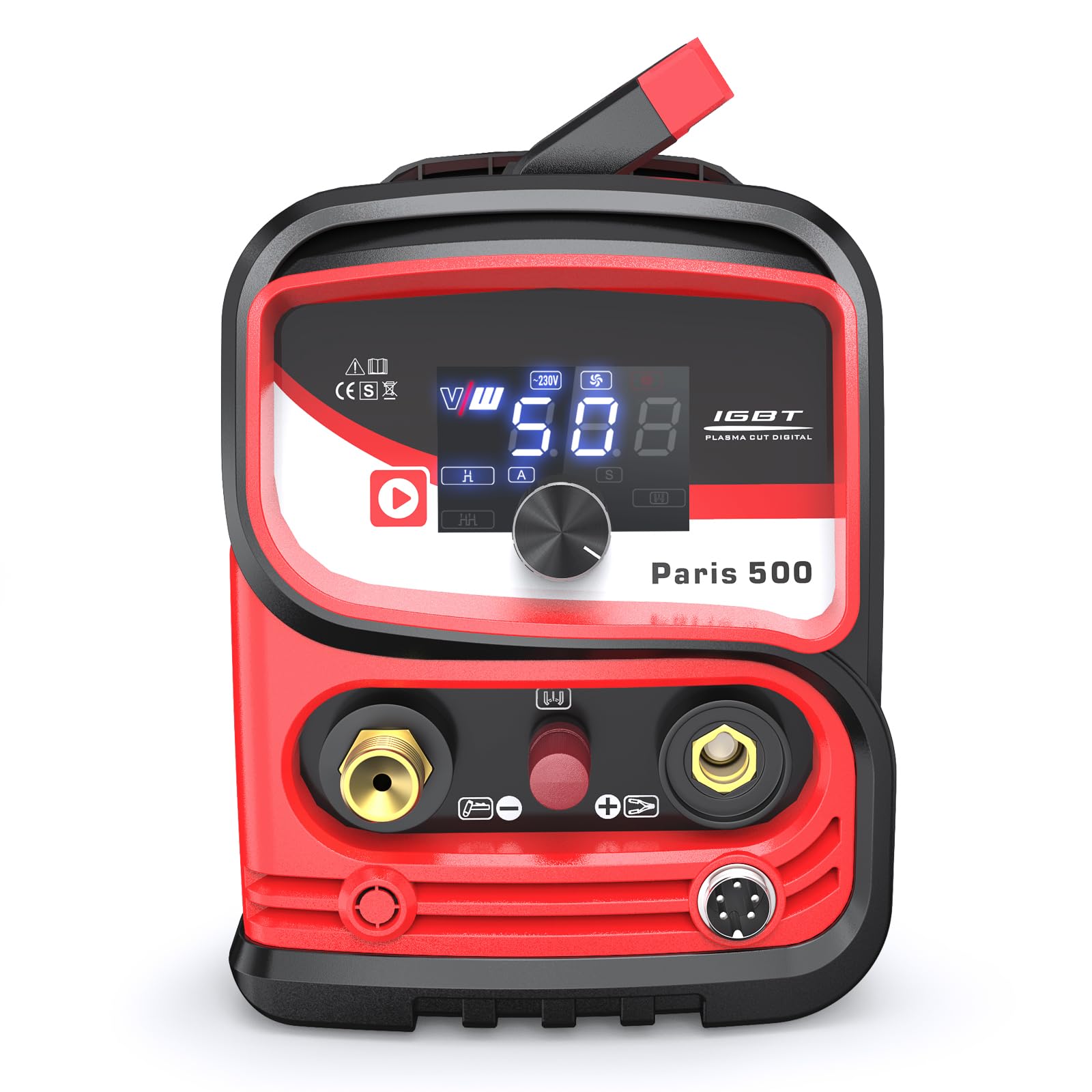 VECTOR WELDING Taglierina al plasma da 50 A, accensione ad alta frequenza con inverter IGBT | accensione pilota senza contatto, protezione da sovraccarico, display digitale, raffreddamento forzato, taglio fino a 12 mm
