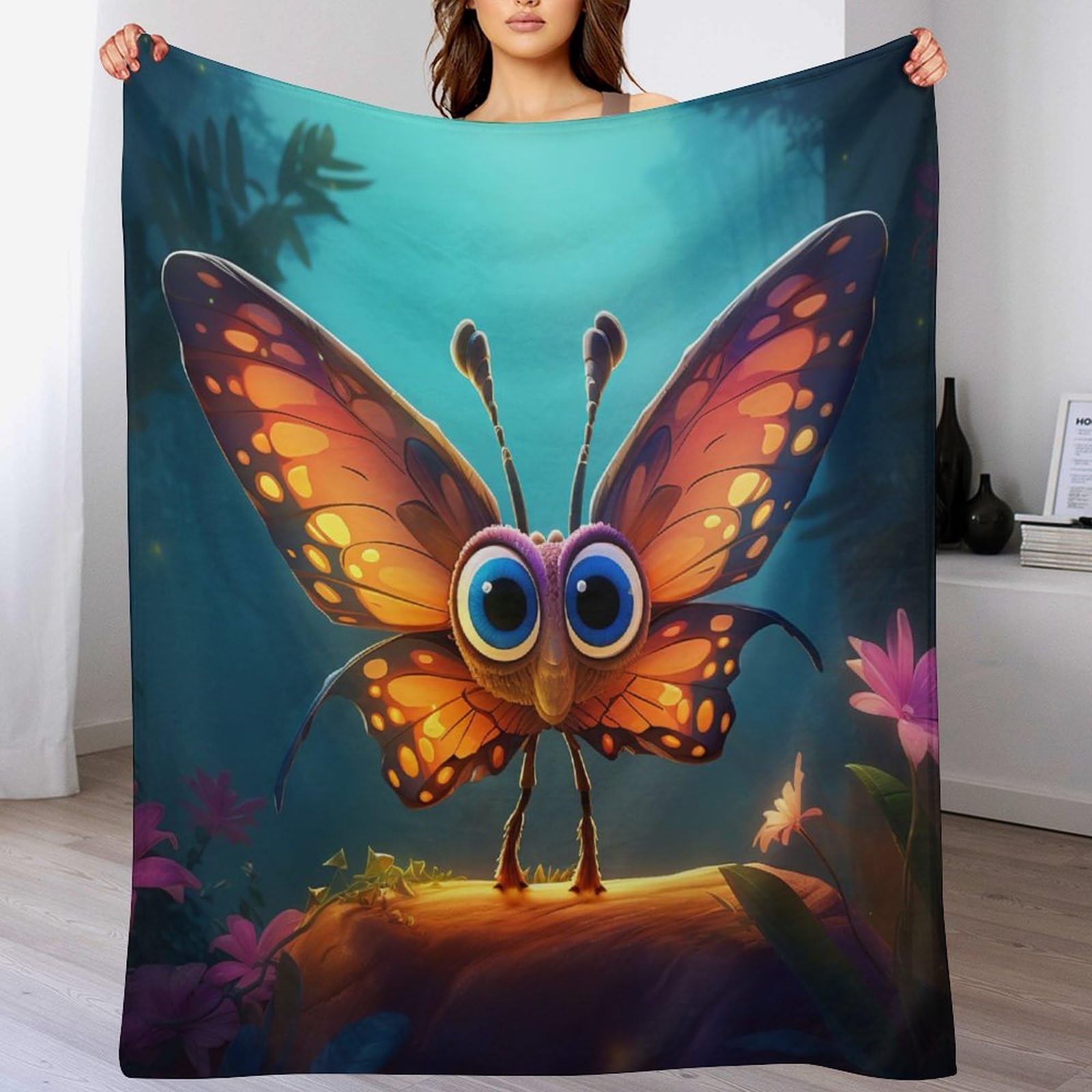 Couverture peluche flannel papillon contre le froid sur votre lit
