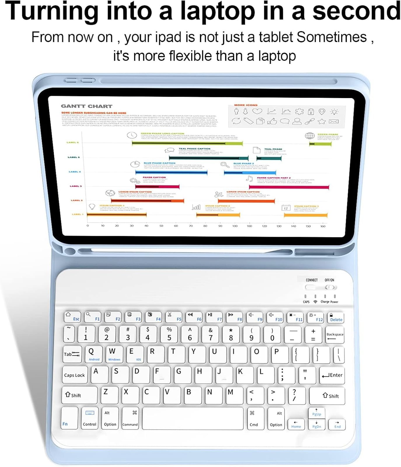 Kompatybilny z etui na klawiaturę iPad Air 13 cali, magnetyczna, odłączana osłona Bluetooth z wbudowanym uchwytem na ołówek do iPad Air 13 cali (M4 2026/M3 2025/M2 2024)