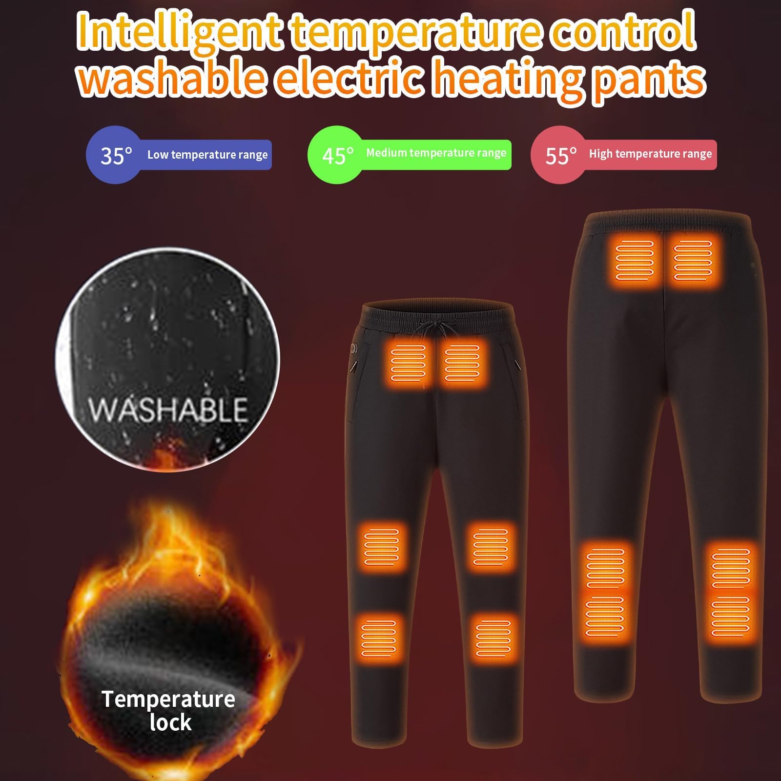 Pantalones térmicos para hombre, pantalones de calefacción recargables, para caza, invierno, nieve, ropa con calefacción, forro polar, camuflaje, A-Negro, Medium