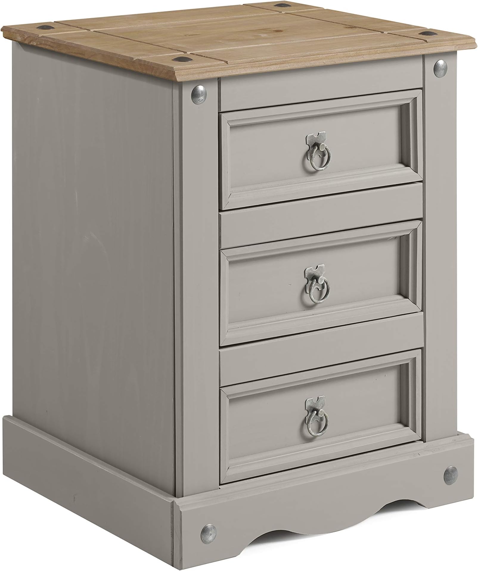 Mercers Furniture Trade Corona Grey Wax Large 3 Drawer Bedside