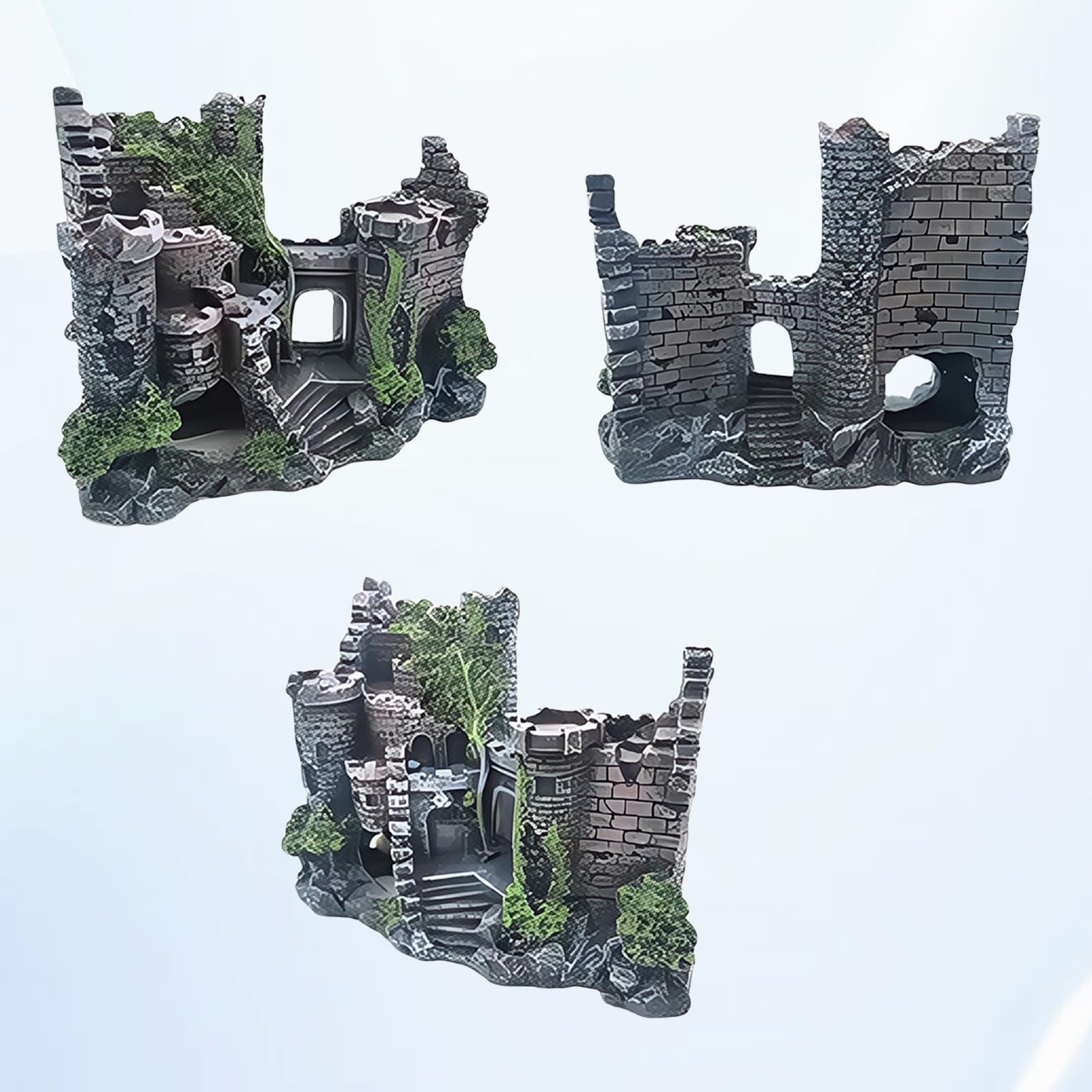 Grande décoration pour aquarium : ornements en résine, décorations de château en ruine classique, accessoires pour aquarium, paysage en polyrésine pour poissons, crevettes, tortues (château)