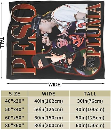 Miniatura 2 de Peso Rapper Pluma Singer - Manta de franela divertida, manta de aire acondicionado cálida para todas las estaciones, manta gráfica de cama de 40 x