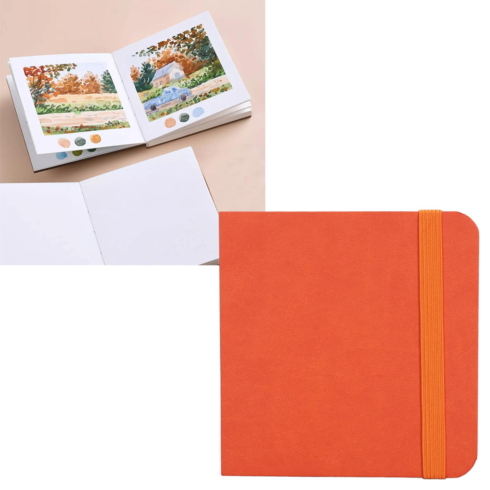Cocoarm Quaderno per Schizzi Tascabile Ad Acquerello, Carta Spessa da 300 g/m² per Supporti Asciutti e Bagnati, Perfetto per Diari e Disegni Artistici Portatili (ORANGE)