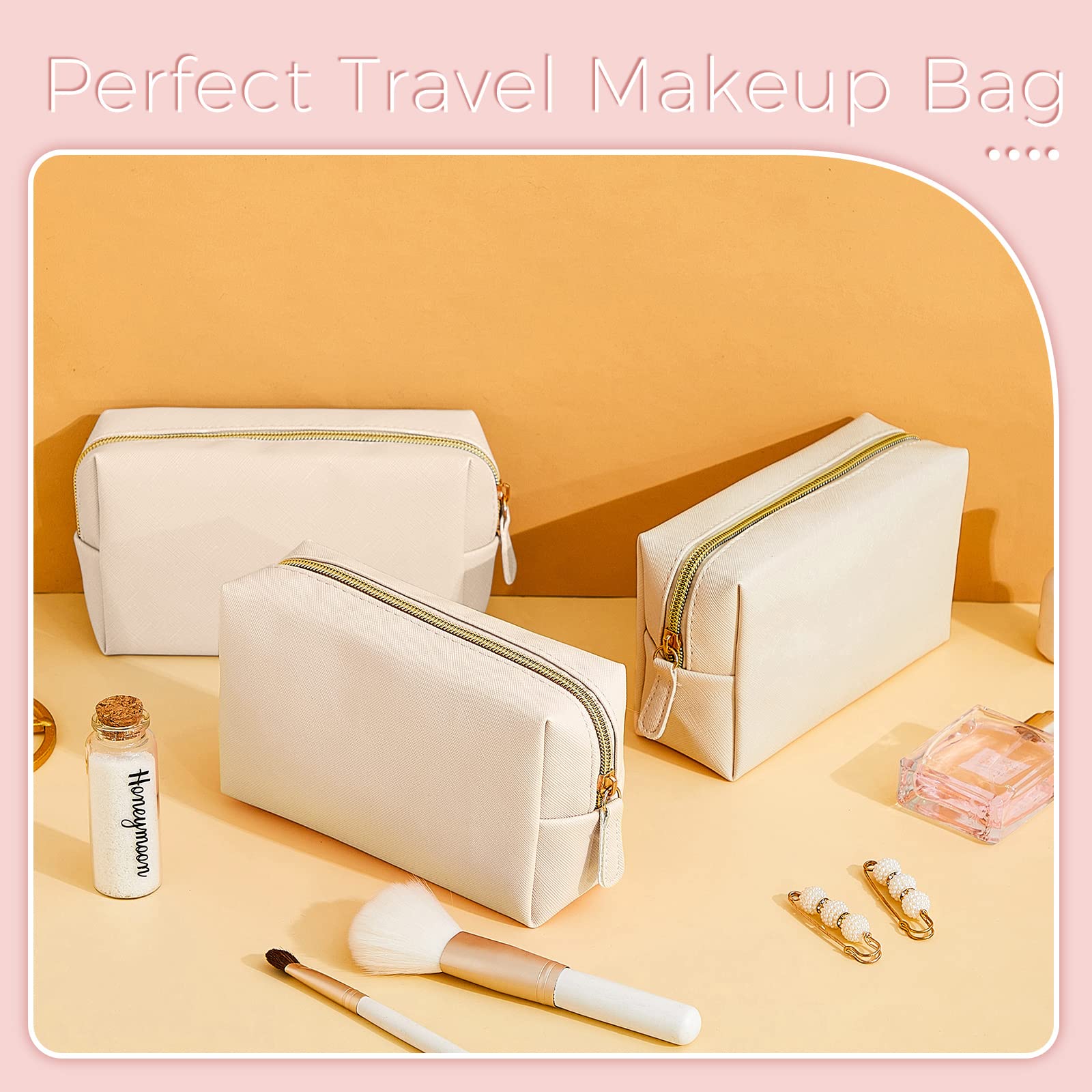 Lot de 8 Trousses de Maquillage en Cuir PU imperméable - Petite Trousse de Toilette Portable - Organiseur de Maquillage - Imperméable - pour Filles et Femmes - Rangement Quotidien - Organiseur de