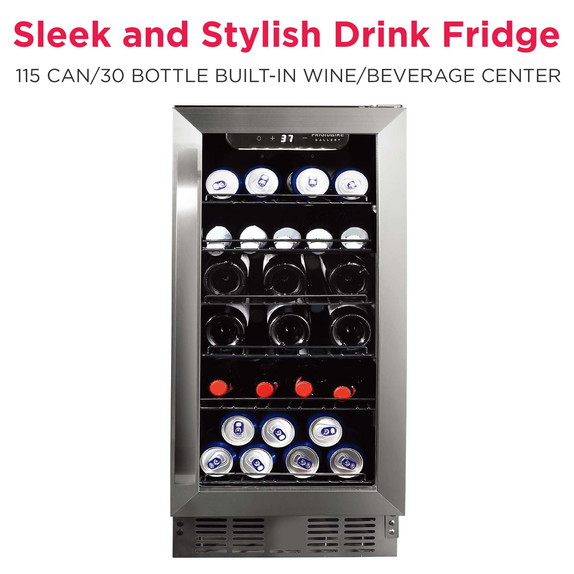 Frigidaire Gallery, 22.5" Wide Beverage Cooler, 30-Bottles Stainless Steel, with Lock, Tempered Glass Door, Frost Free, Glass Door, Stainless Steel, Built-in on Fridge.com
