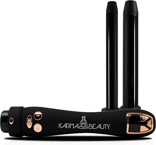 Rizador automático  Rizador de cerámica  Pantalla LCD  2 barriles de turmalina intercambiables 34" y 1"  Doble tensión  Creación de estilos sin