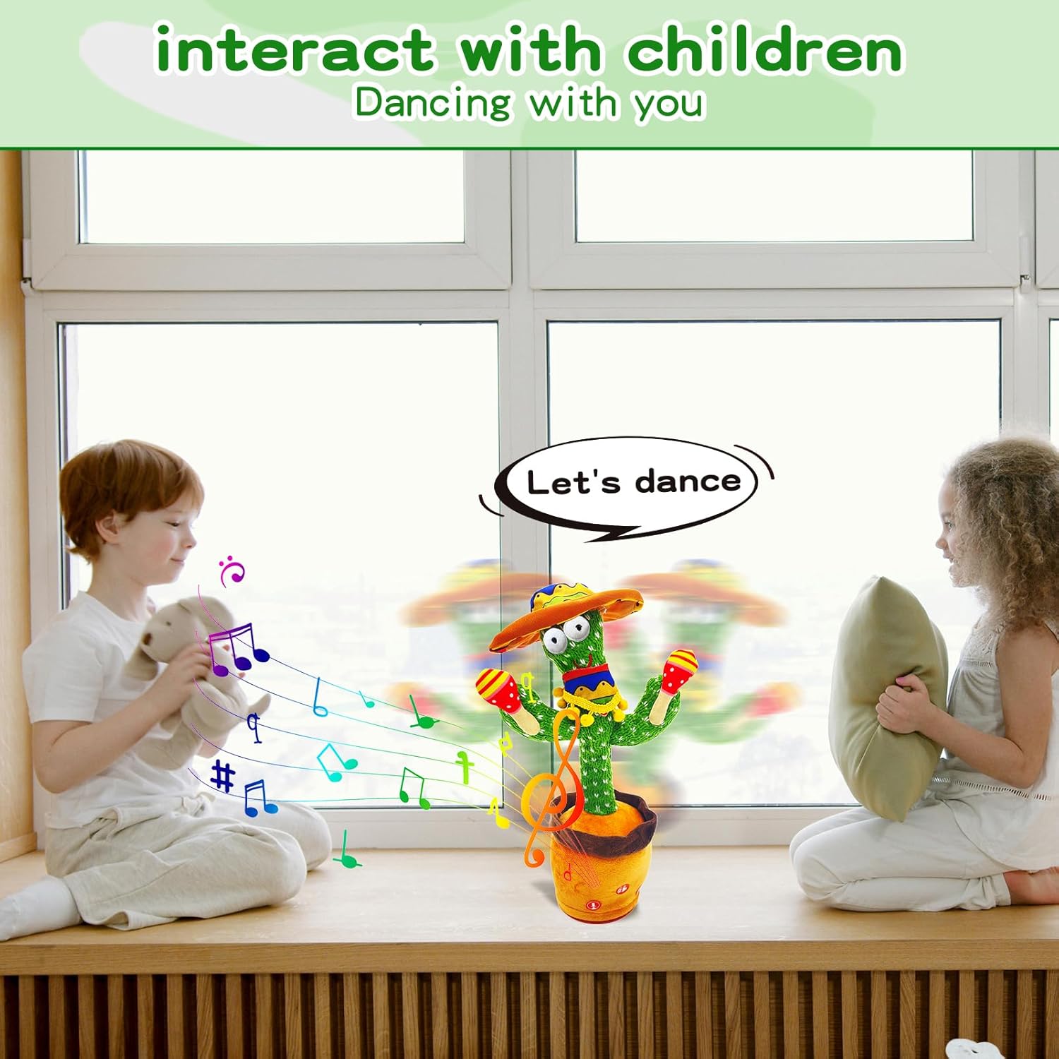 Talking Cactus Toy for Kids Boys and Girls, Adjust Volume Dancing Cactus Toy Singing Mimicking Recording Toys Repeats What You Say, Comes with 120 English Songs Singing Talking Musical Toys