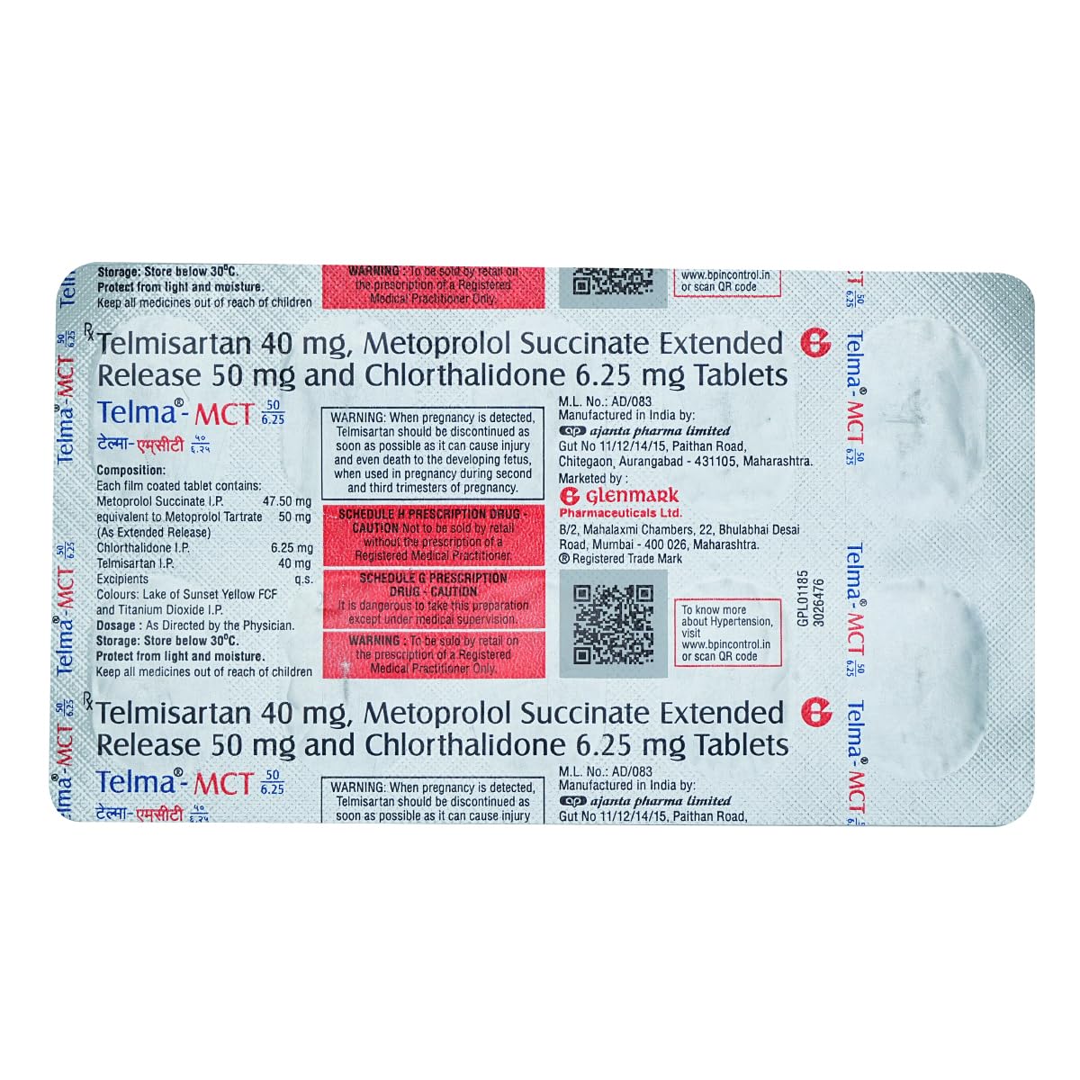 Telma-MCT 40/50/6.25 Tablet 10's